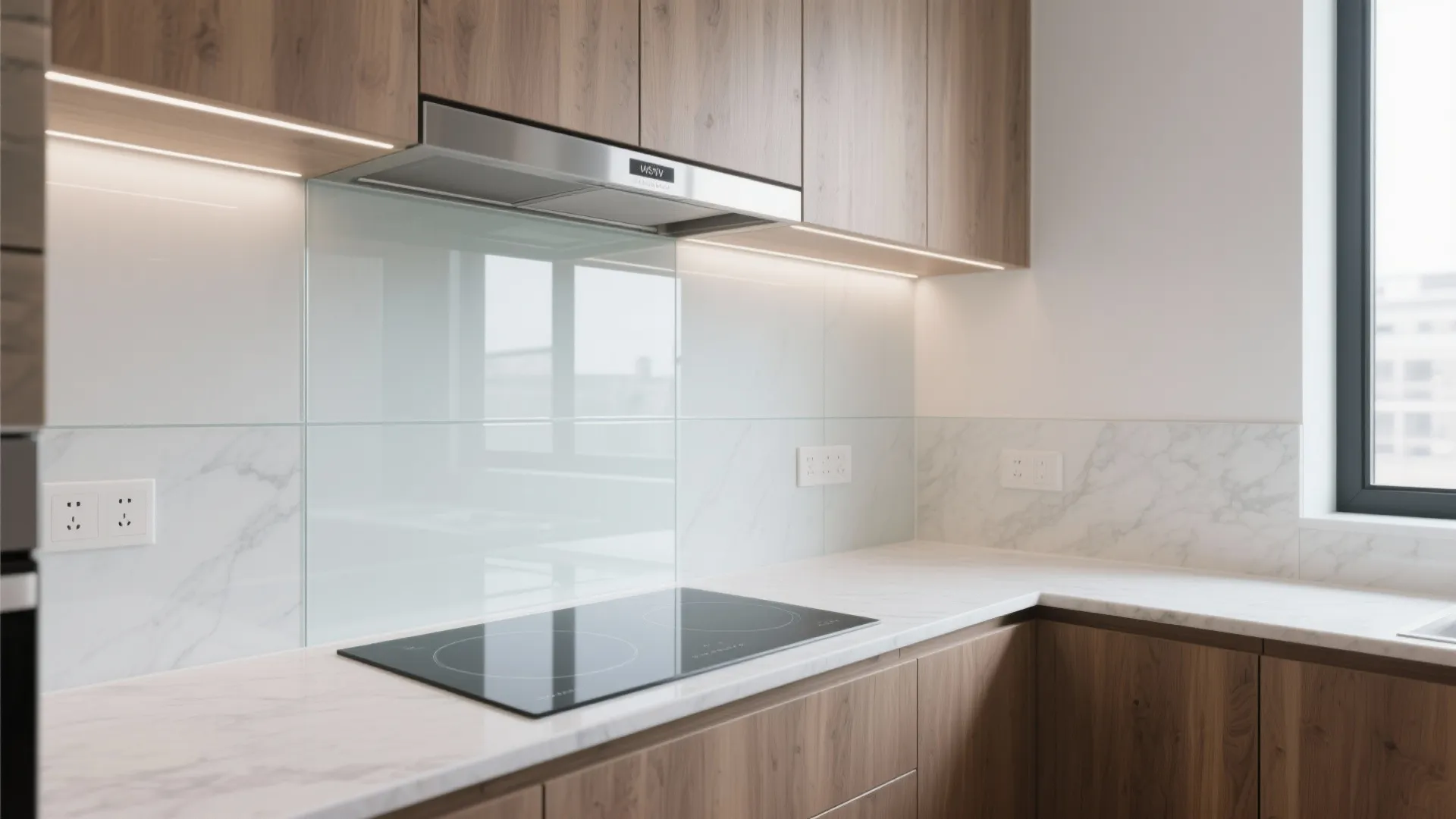 Glass Backsplash for Light and Depth