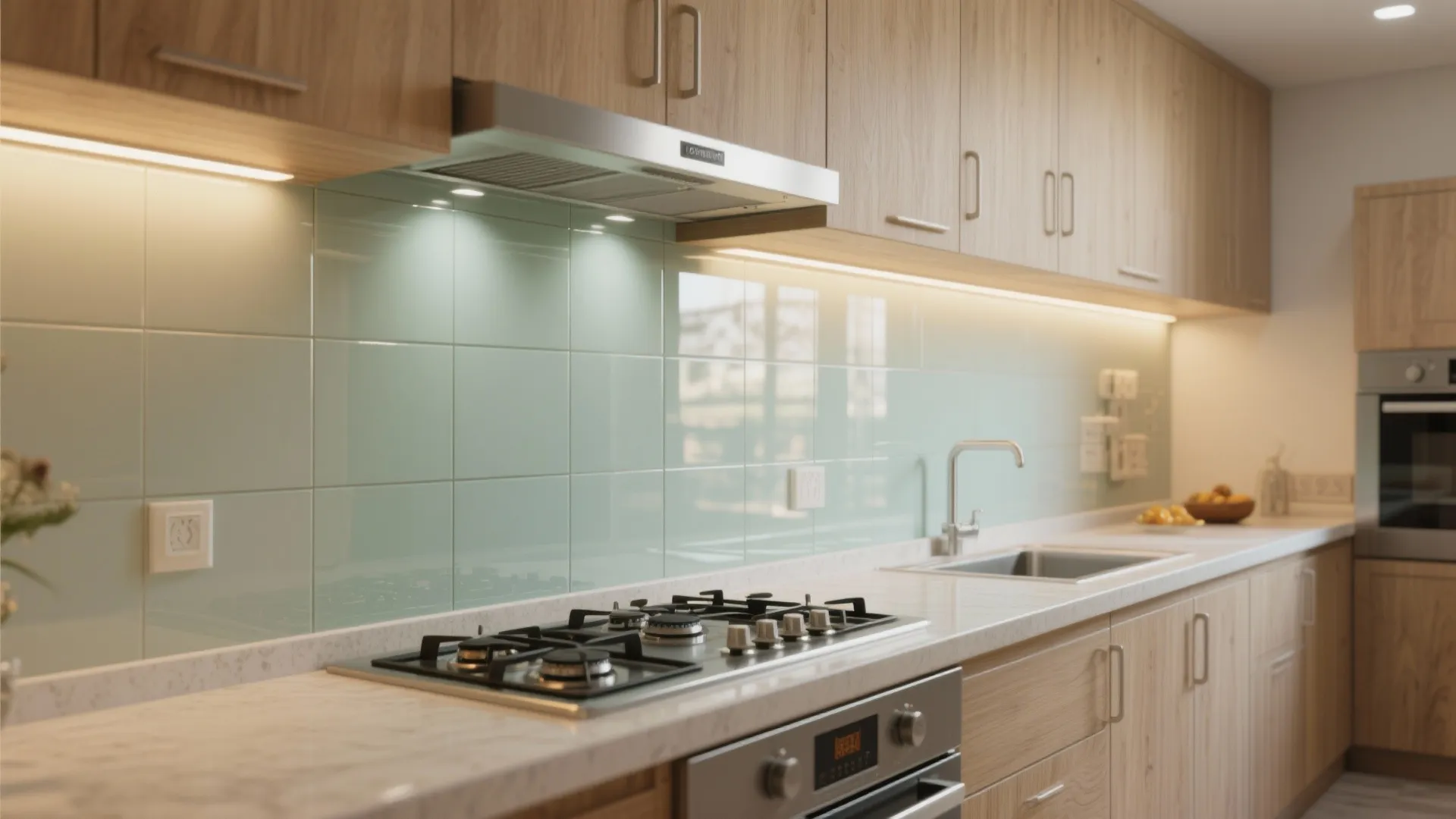 Glass Backsplash for Light and Easy Cleaning