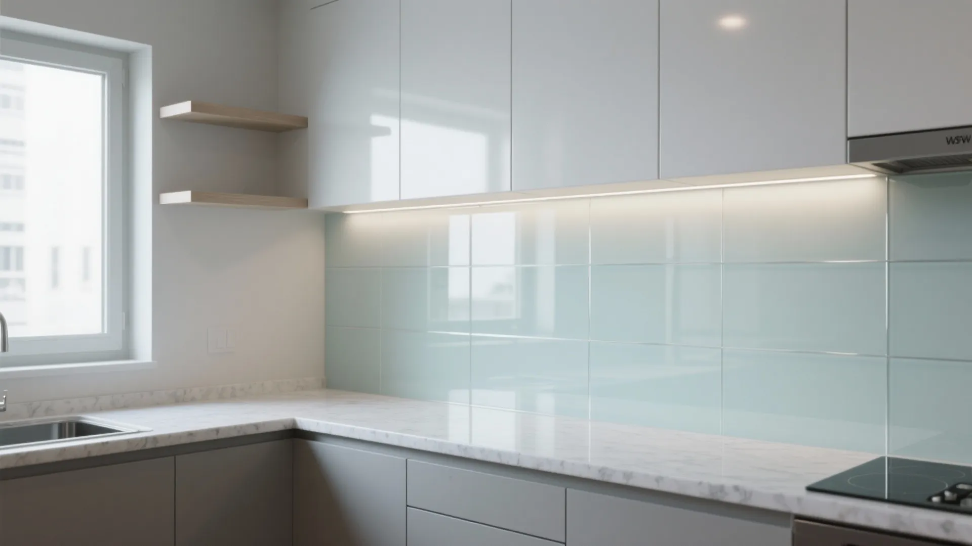 Glass Backsplash for Light and Depth