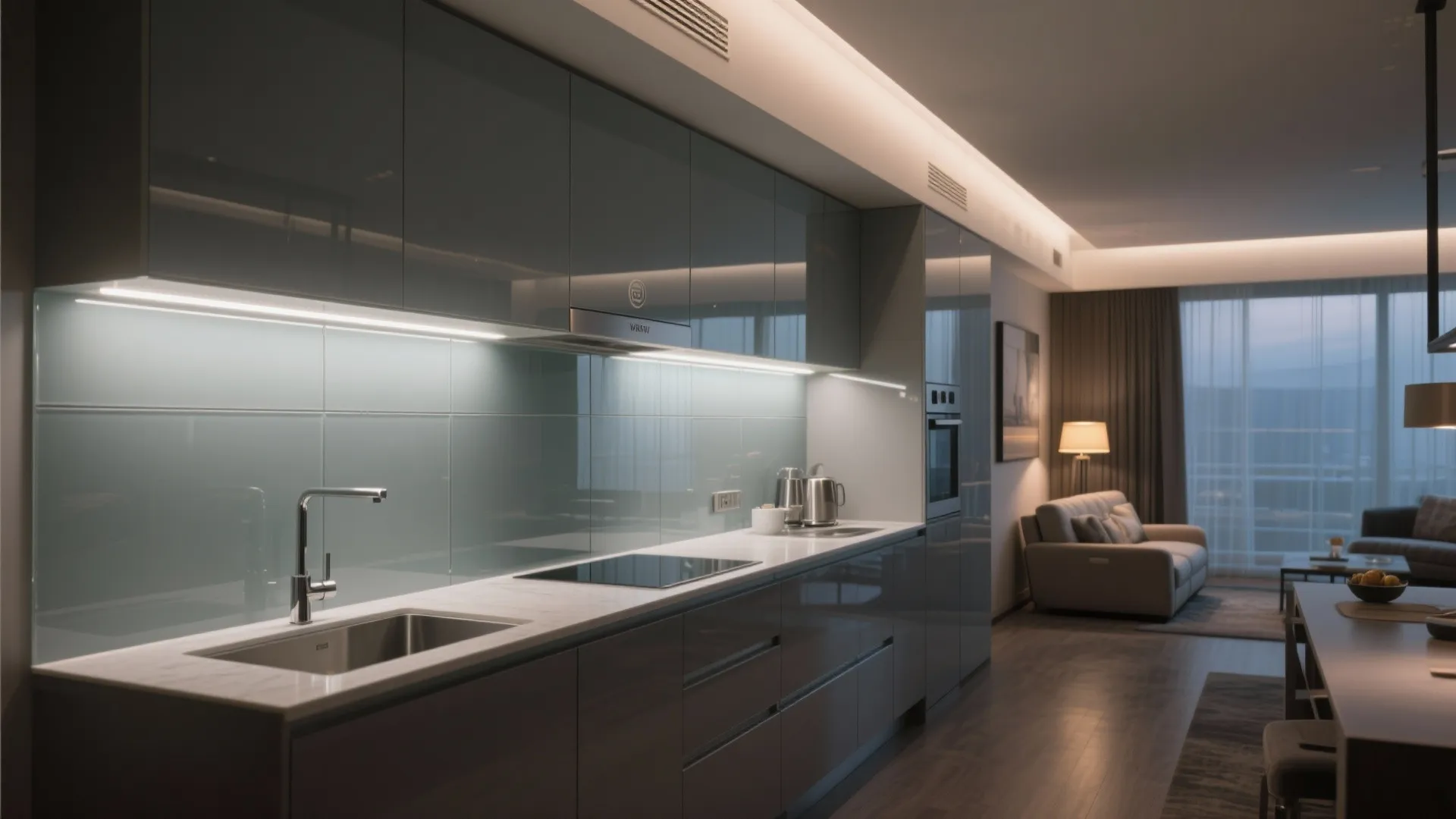 Glass Backsplash for Light and Depth