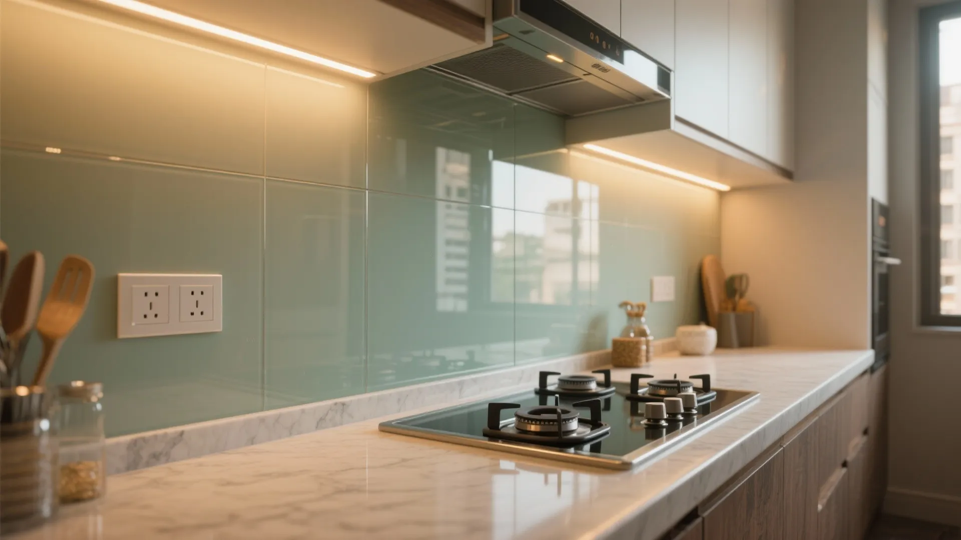 Glass Backsplash for Light and Clarity