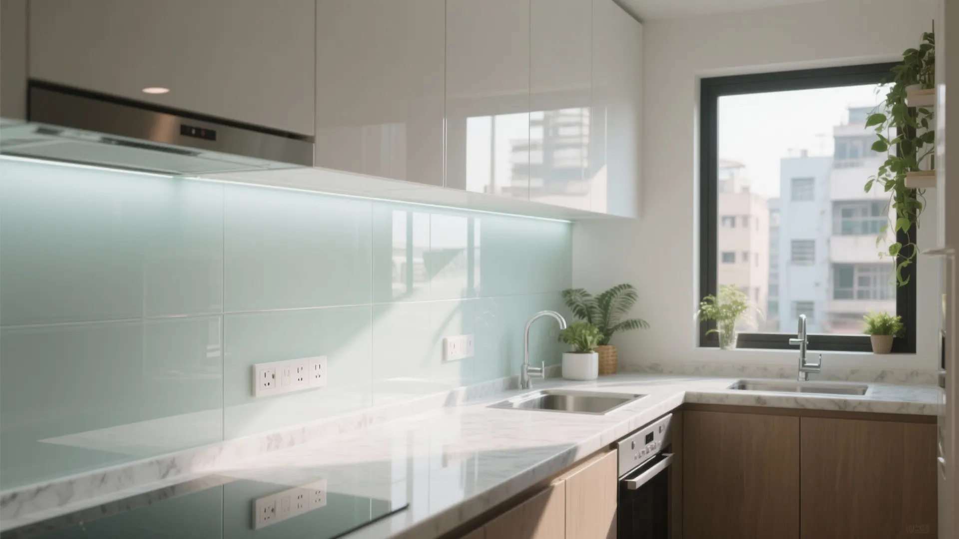 Glass backsplash for brighter, breezier Bangalore kitchens