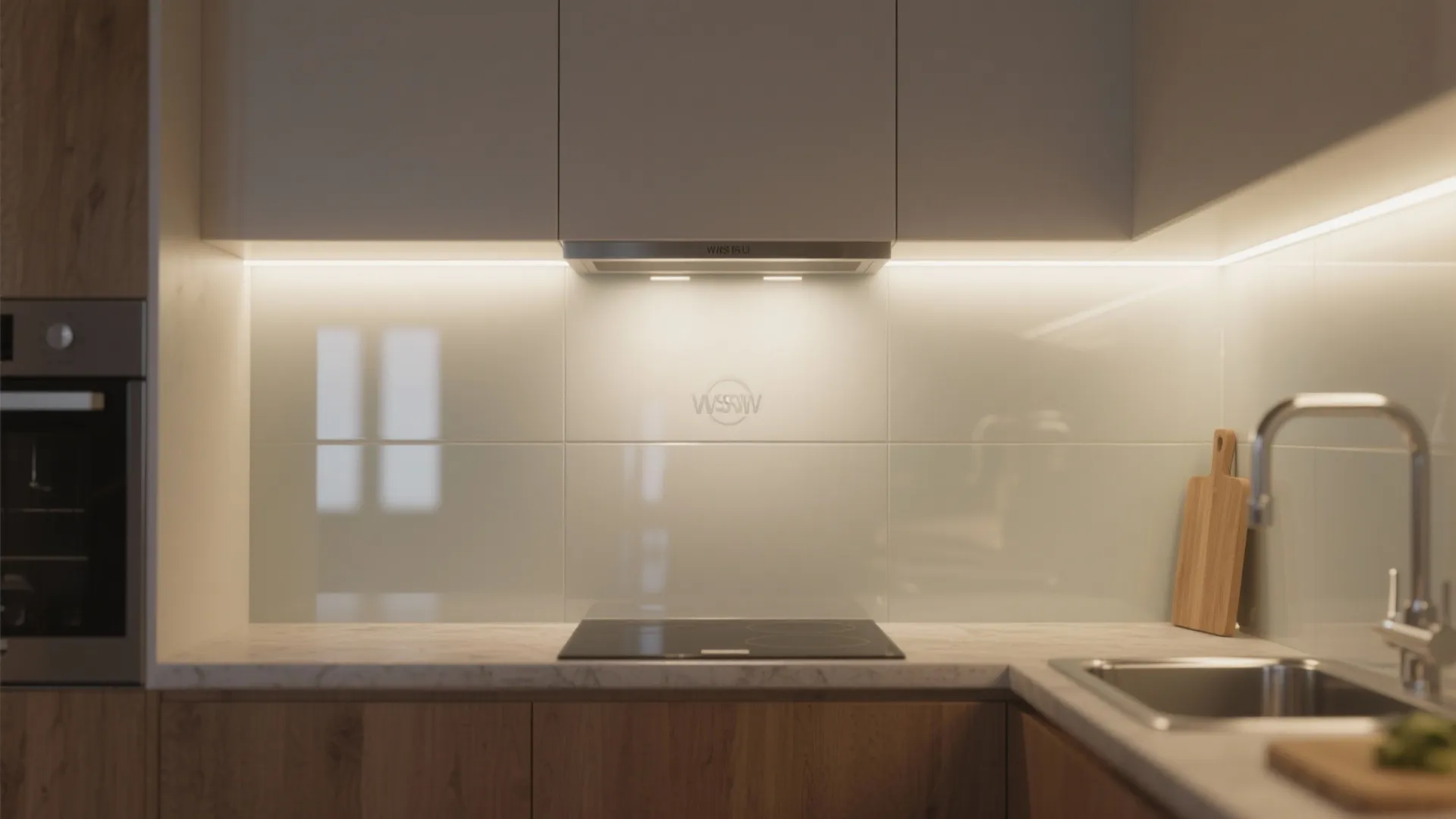 Glass backsplash for bounce and brightness