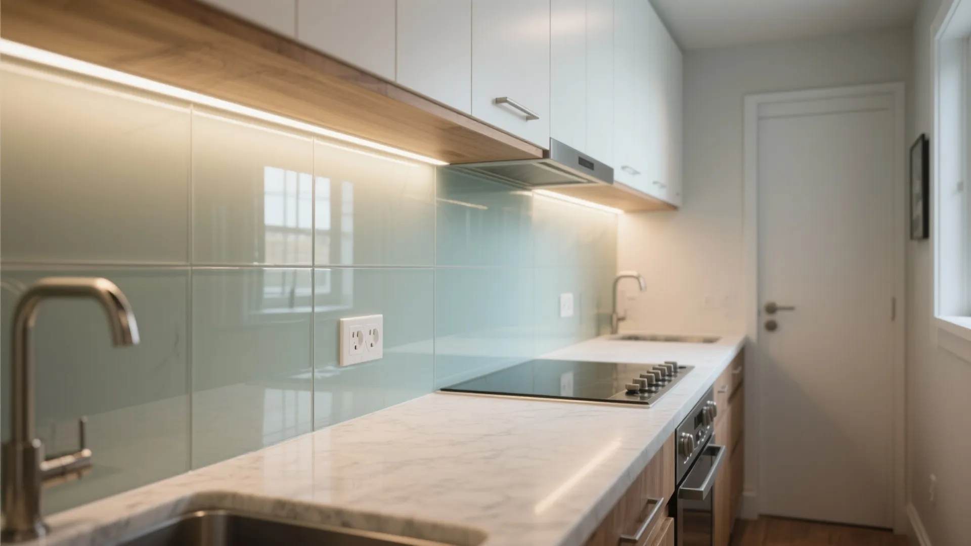 Glass Backsplash for Light and Depth