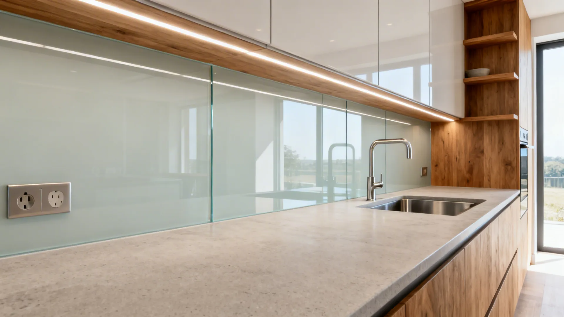 Idea 2: Glass Backsplash for Light and Depth