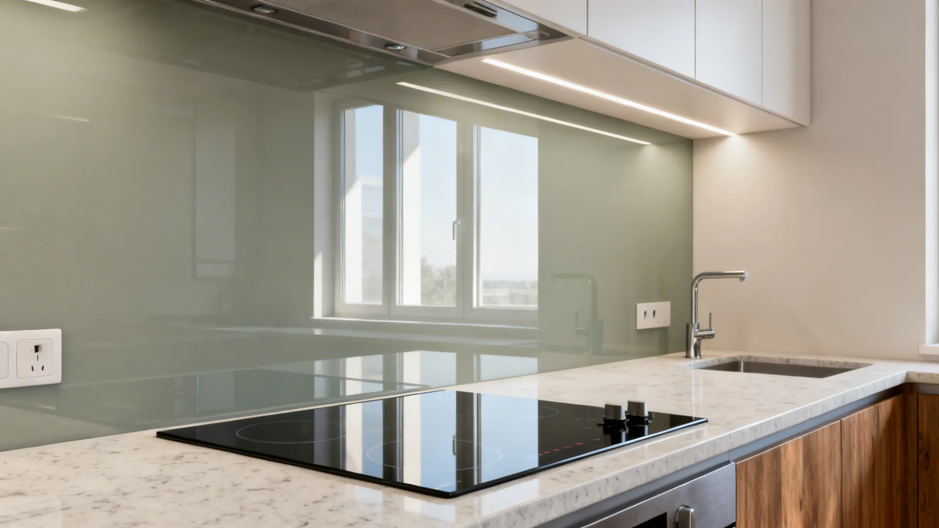 Glass Backsplash for Light and Depth