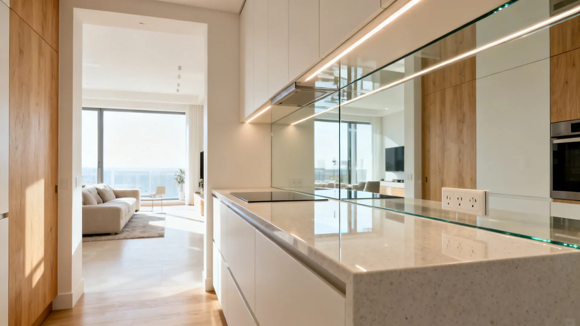 Glass Backsplash for Light and Depth