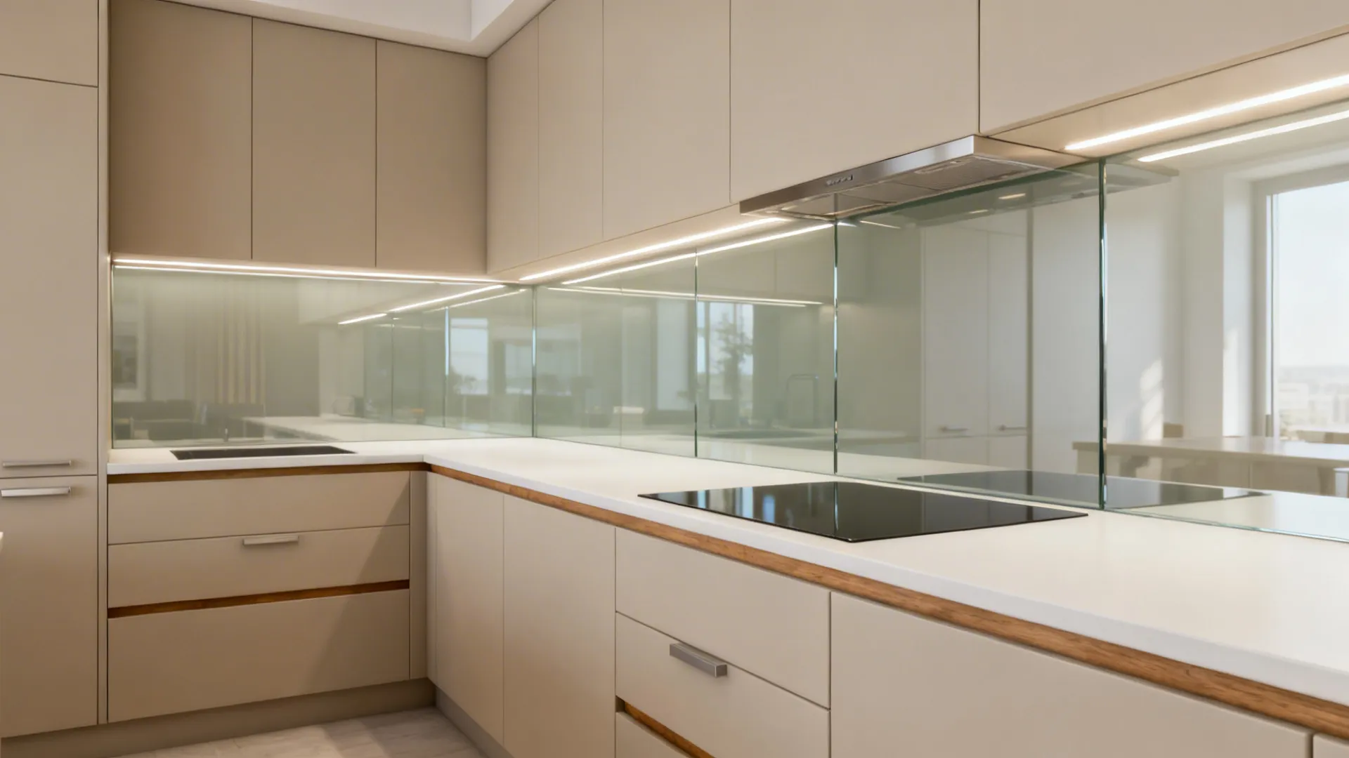 Glass Backsplash and Light-Bouncing Finishes