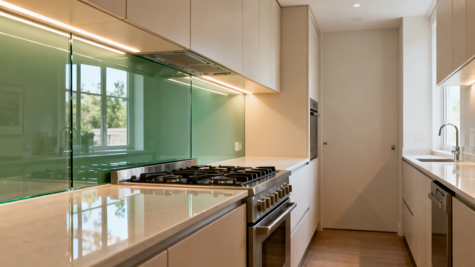 Glass Backsplash for Light and Depth