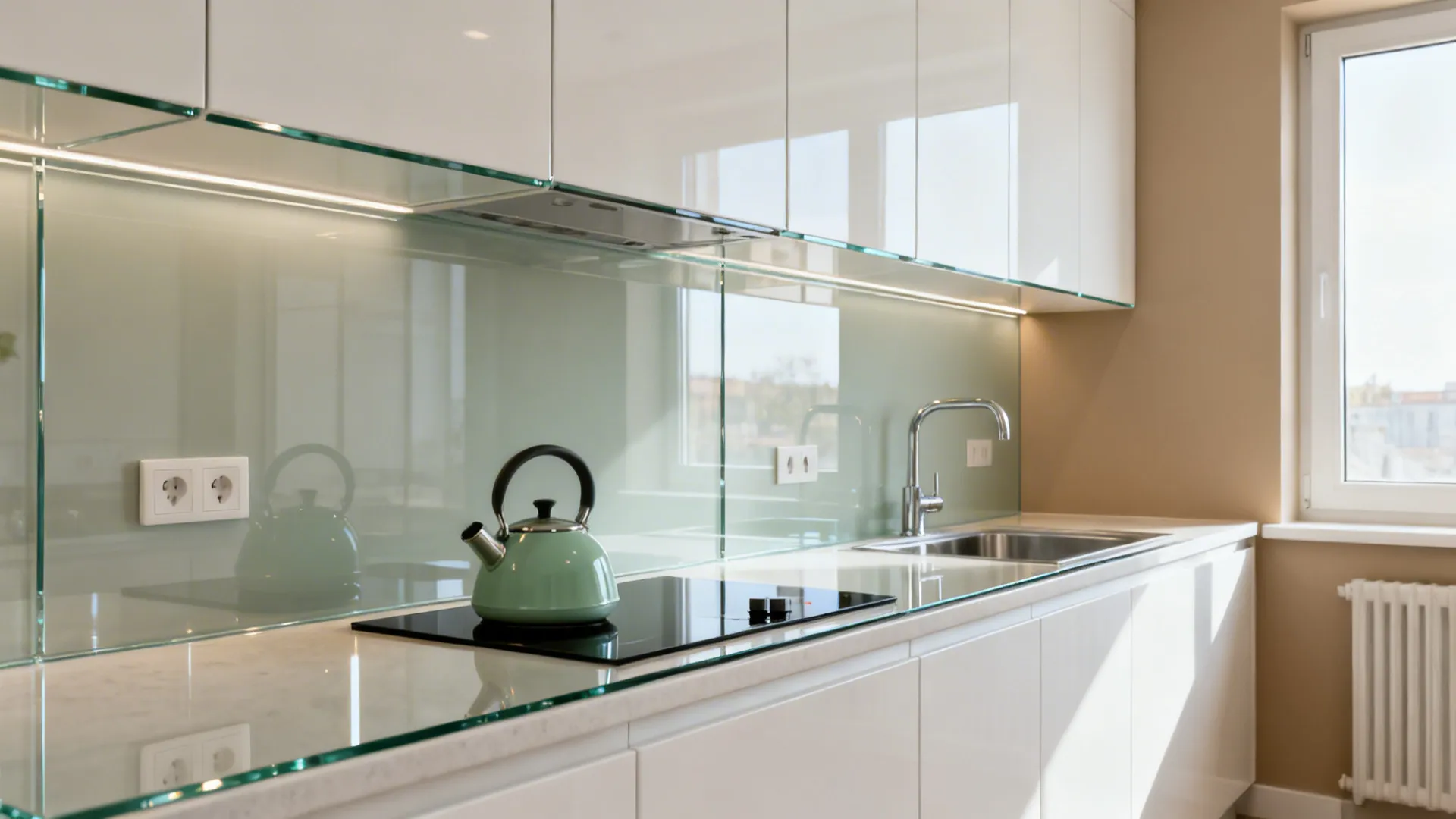 Glass Backsplash for Light and Depth