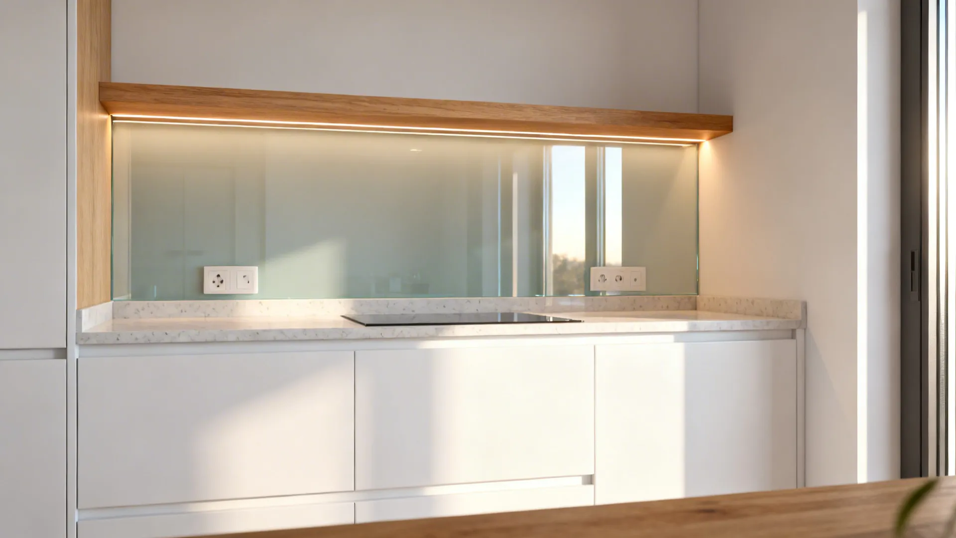 Glass Backsplash for Light and Depth