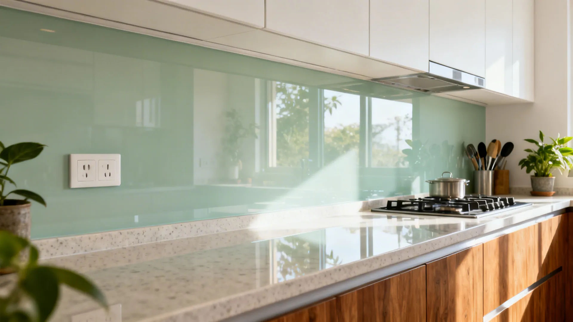 2) The clarity of a glass backsplash