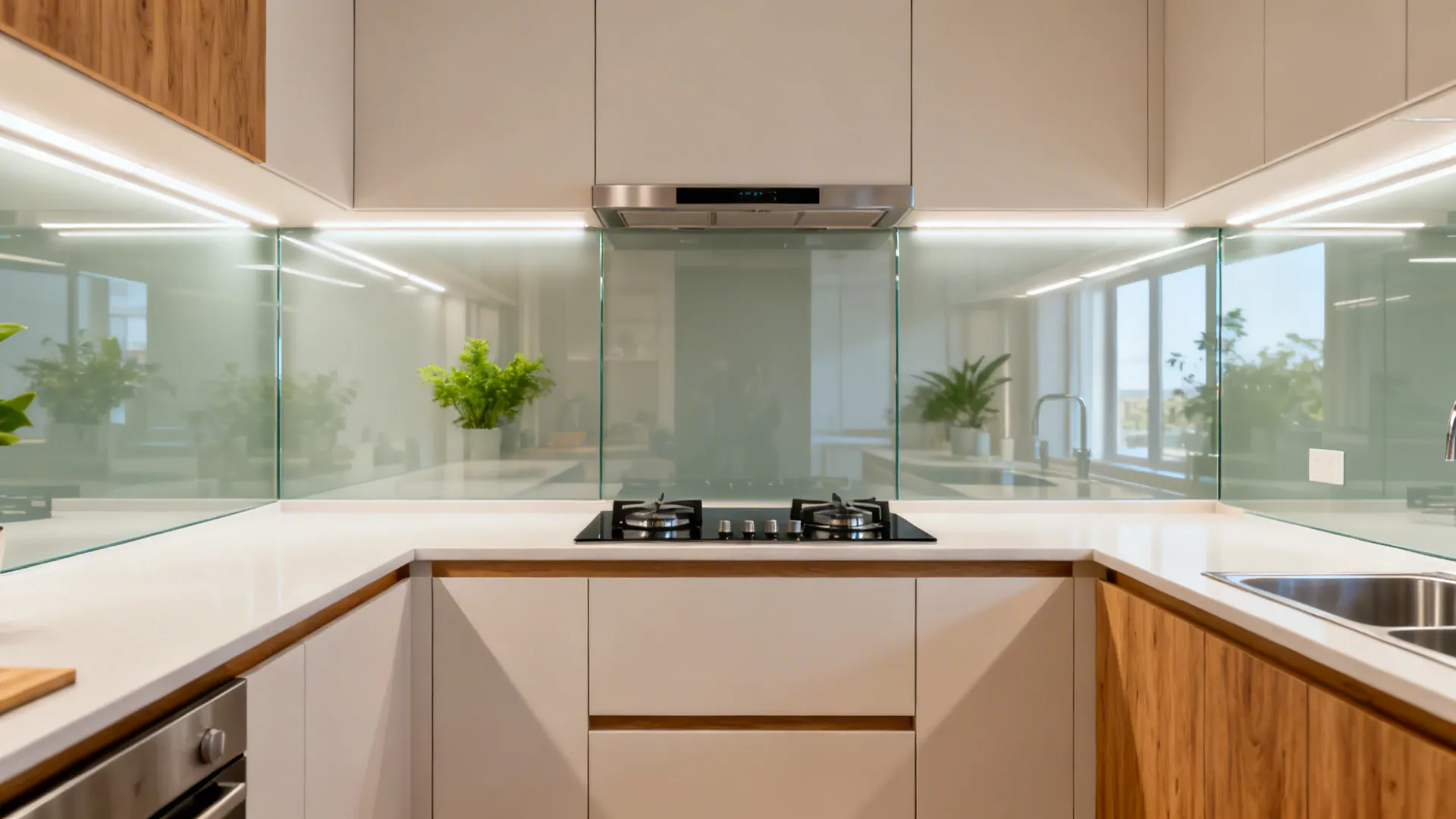 Glass Backsplash to Boost Light and Depth