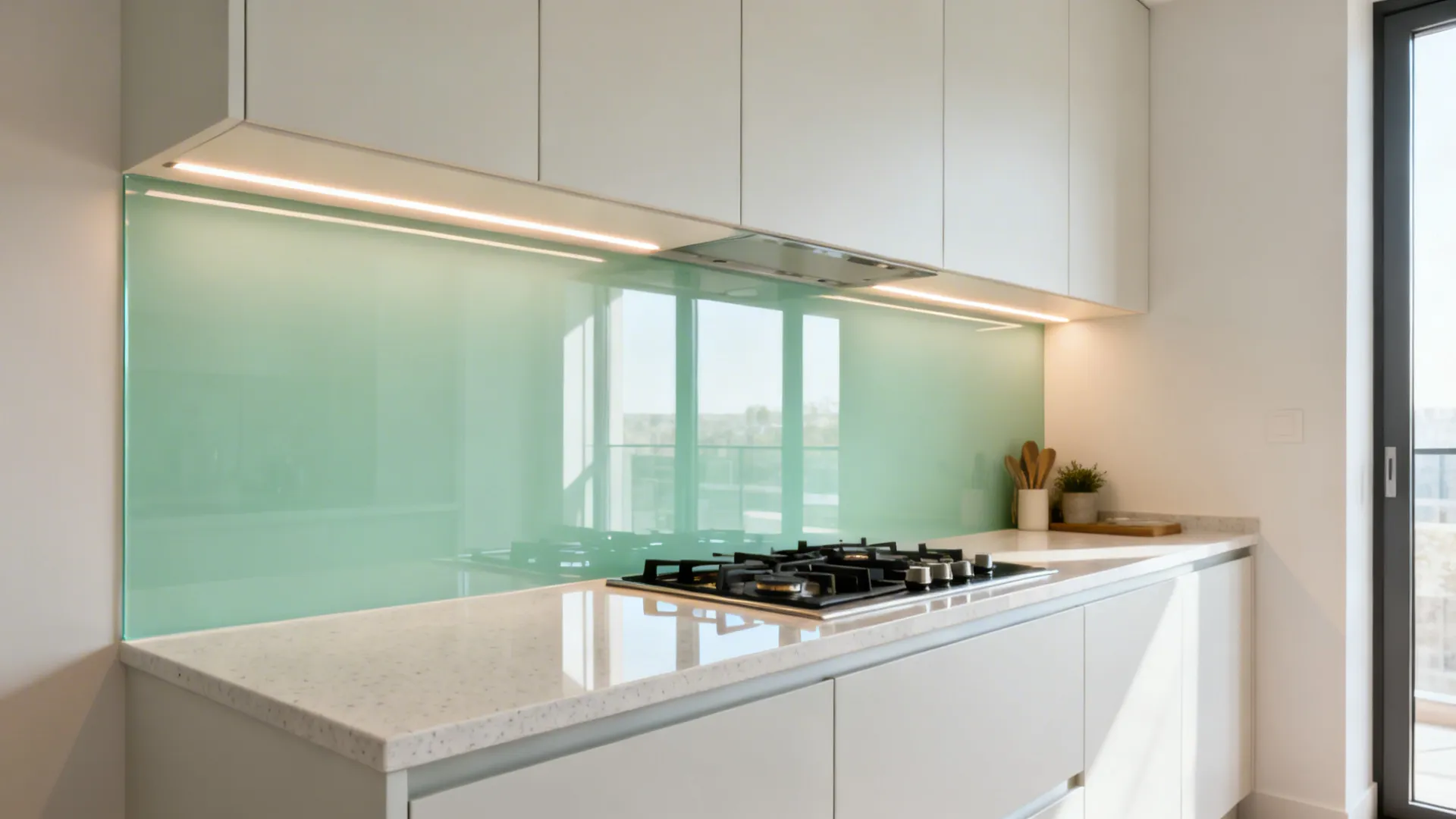 Glass Backsplash for Light and Depth