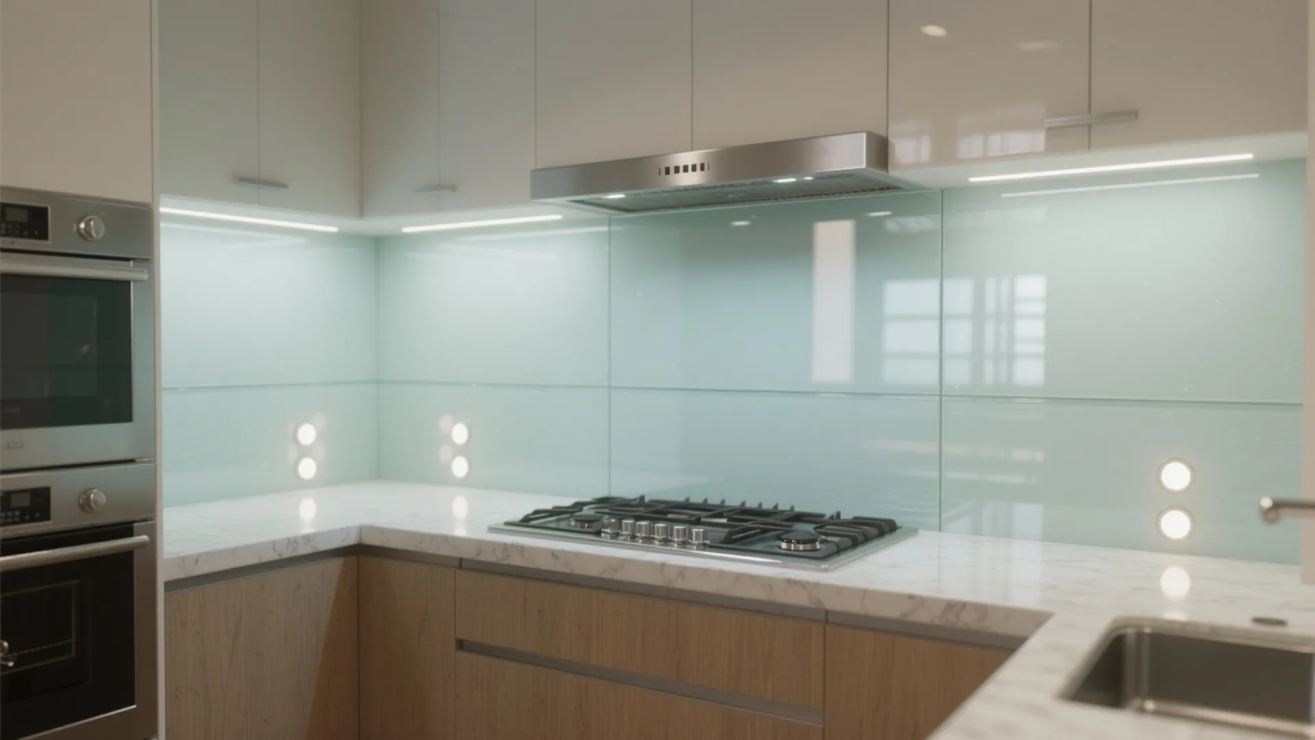 Glass Backsplash and Reflective Finishes