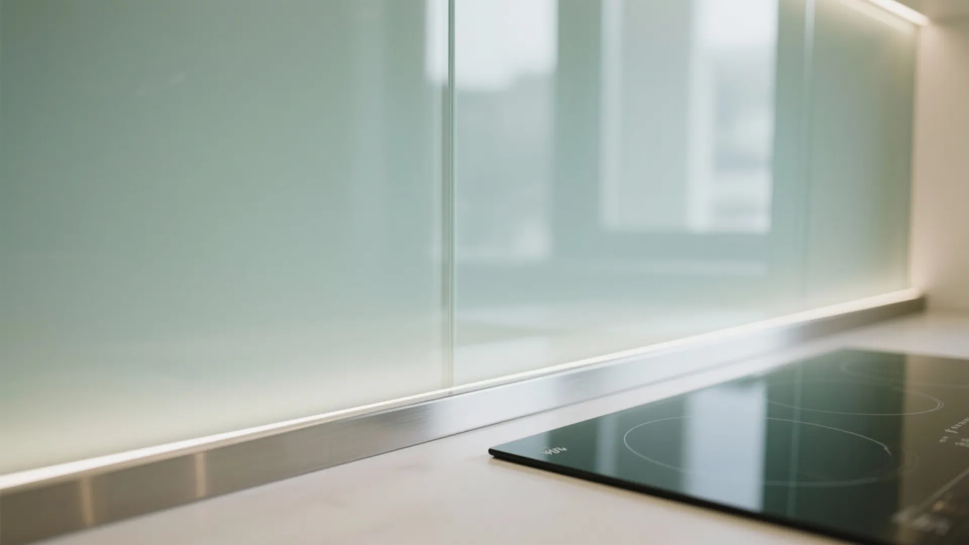 Glass backsplash’s airy clarity