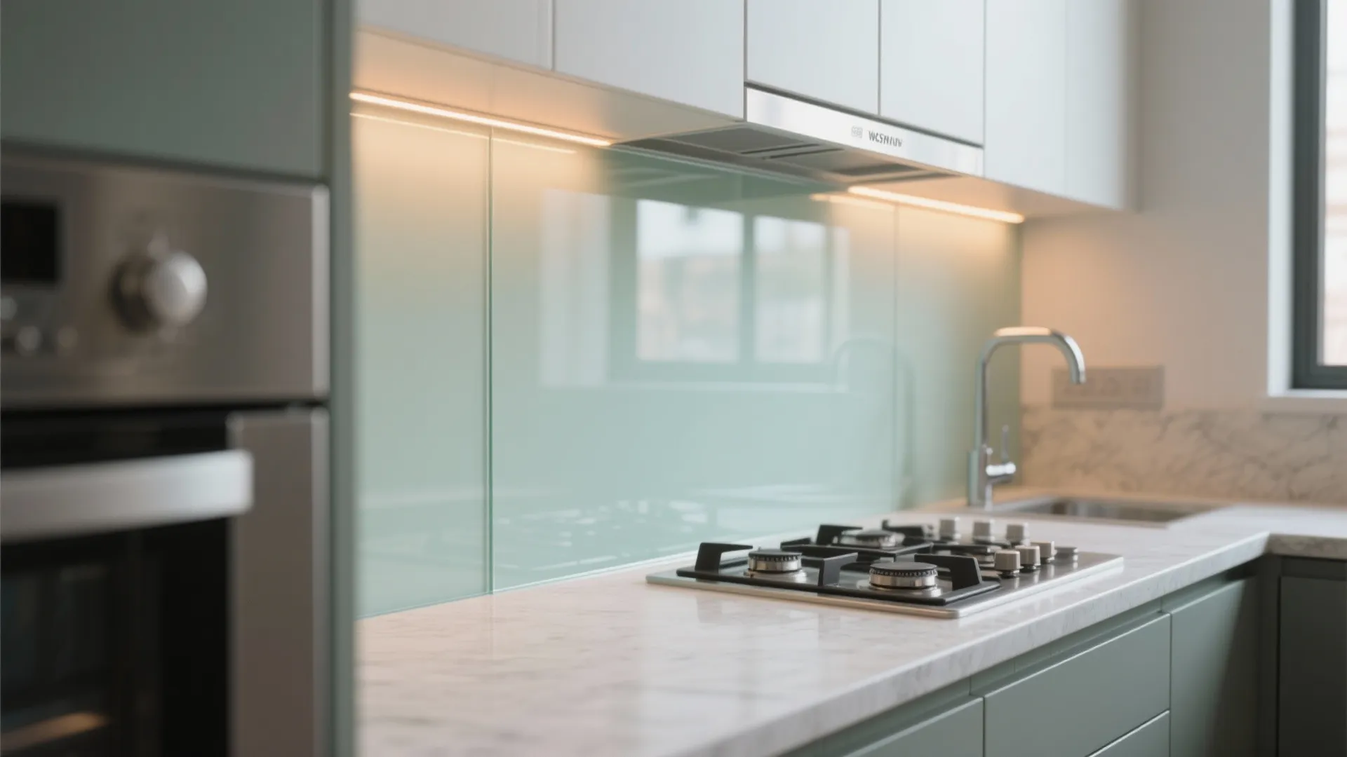 The airy feel of a glass backsplash