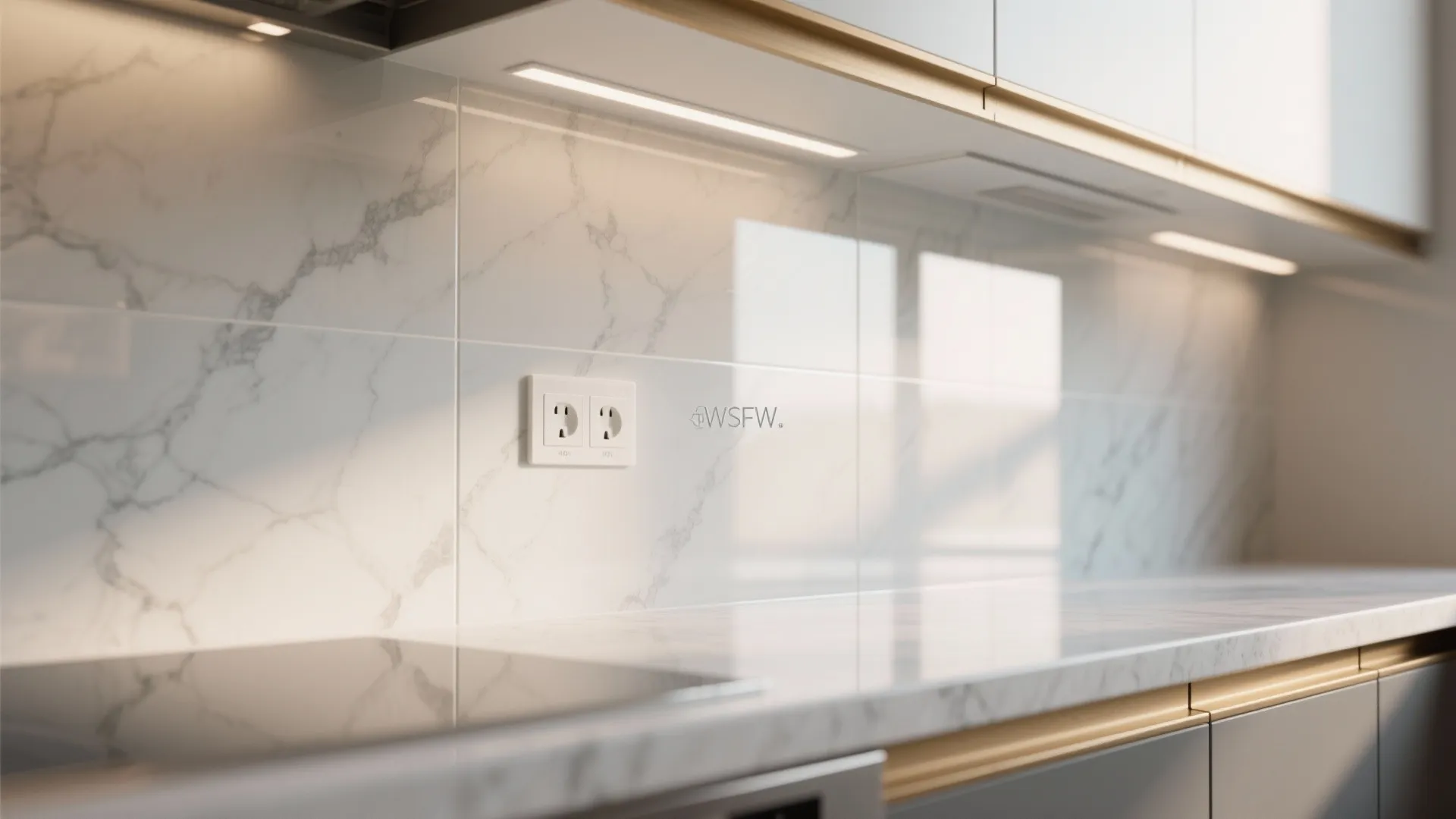 Glass backsplash and light-friendly finishes to fight visual bulk