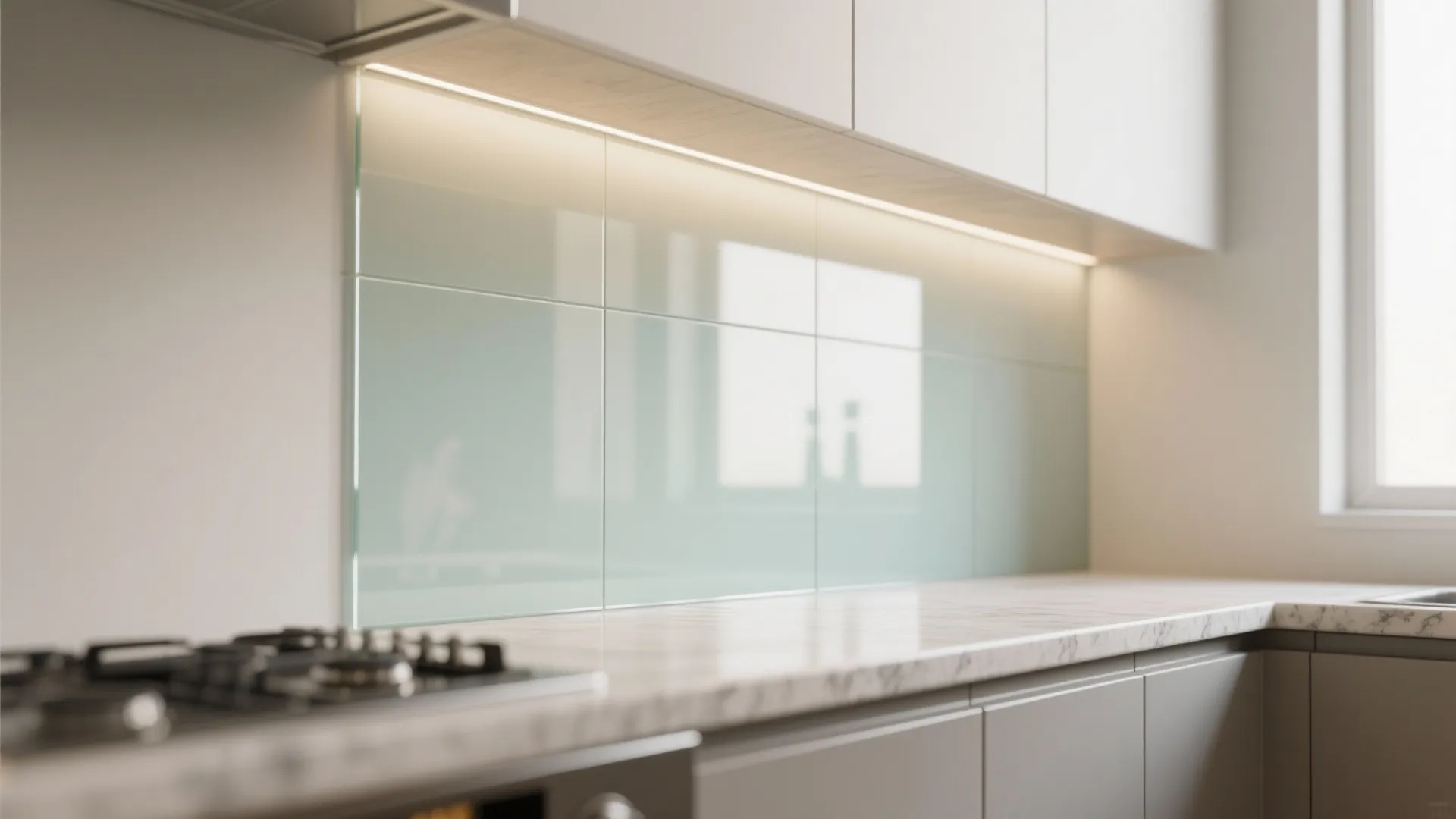 Glass Backsplash for Light and Easy Cleaning