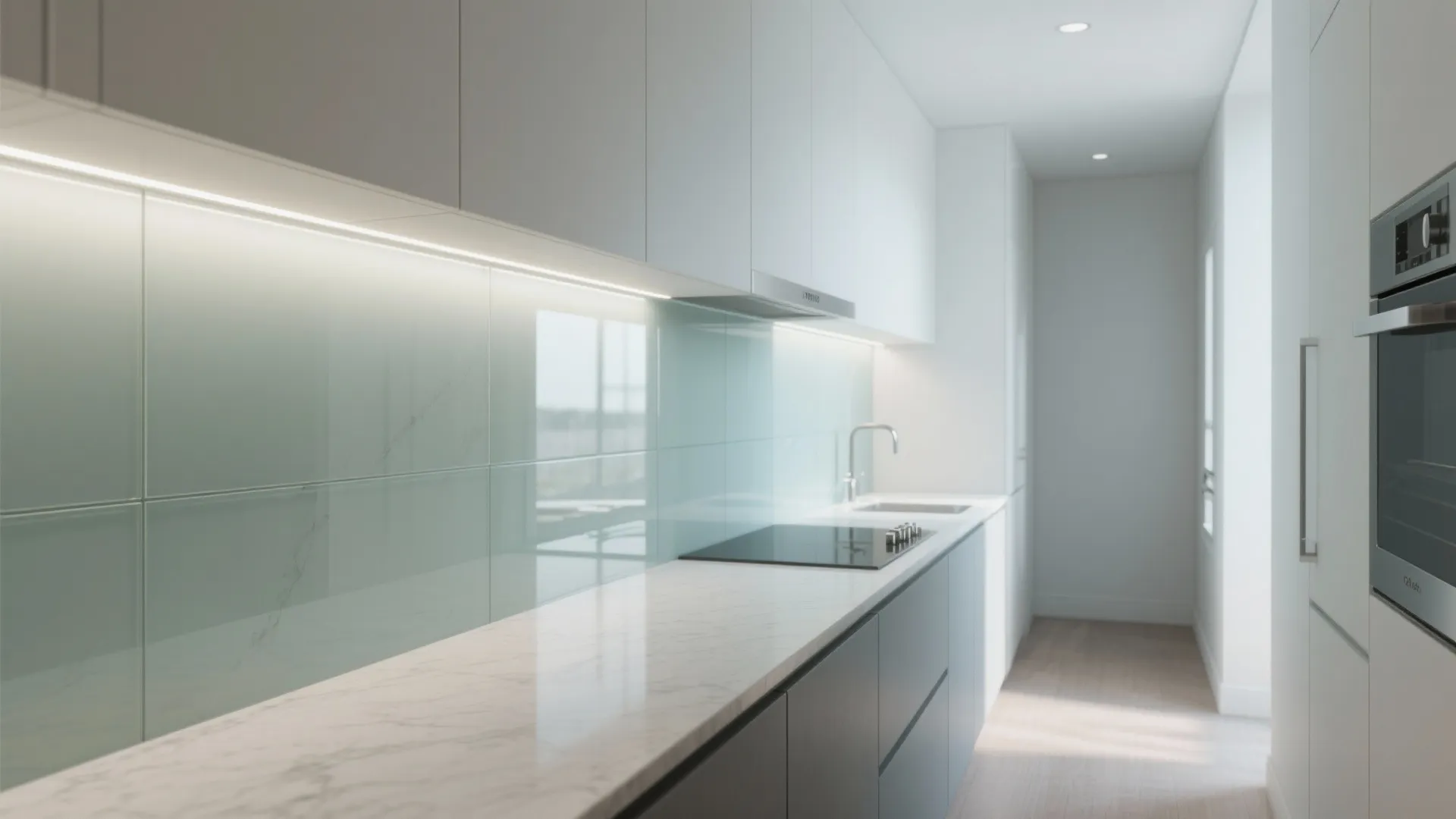 Glass Backsplash and Reflective Surfaces for Openness
