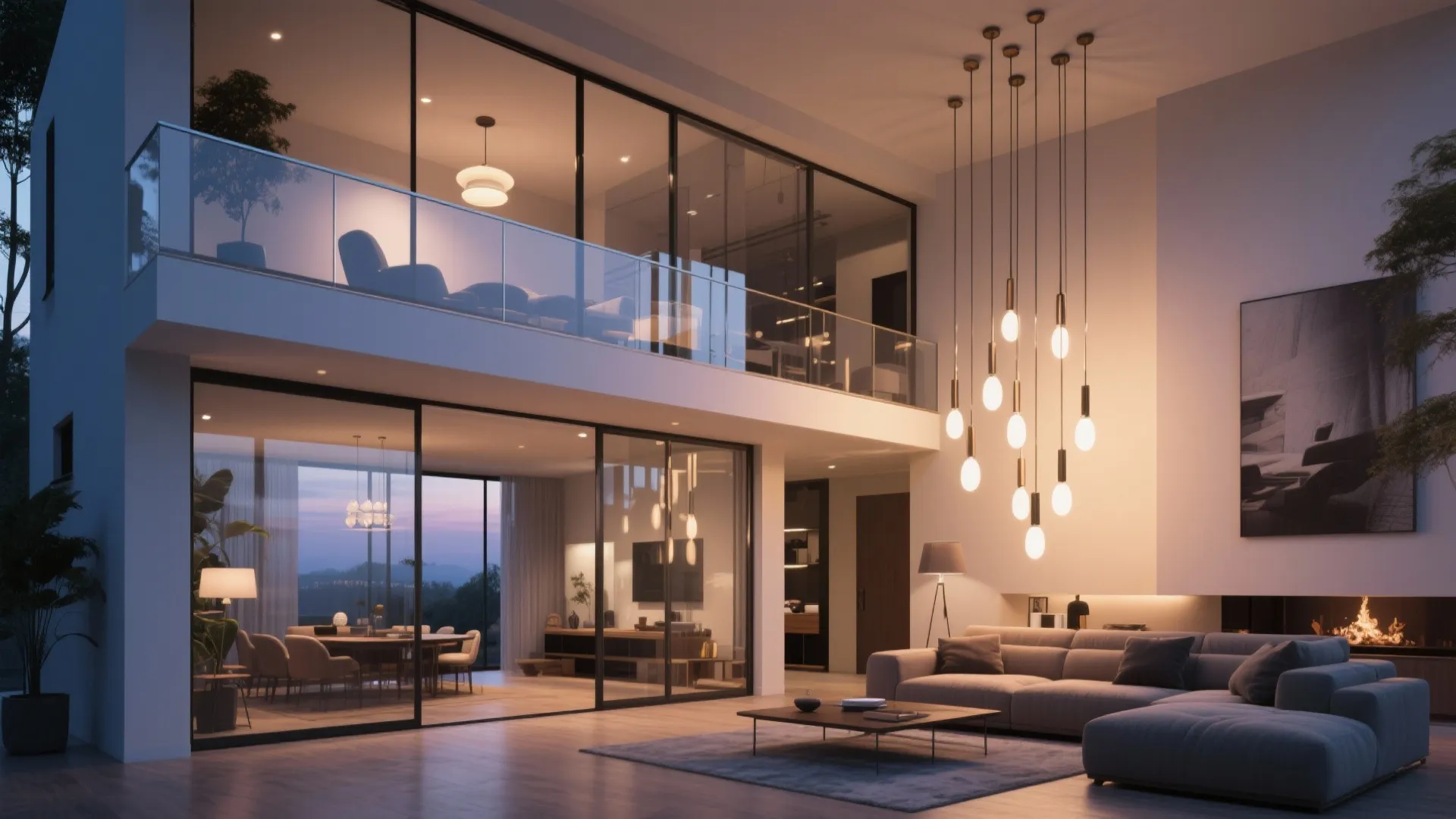 5. Glass Balcony with Feature Lighting