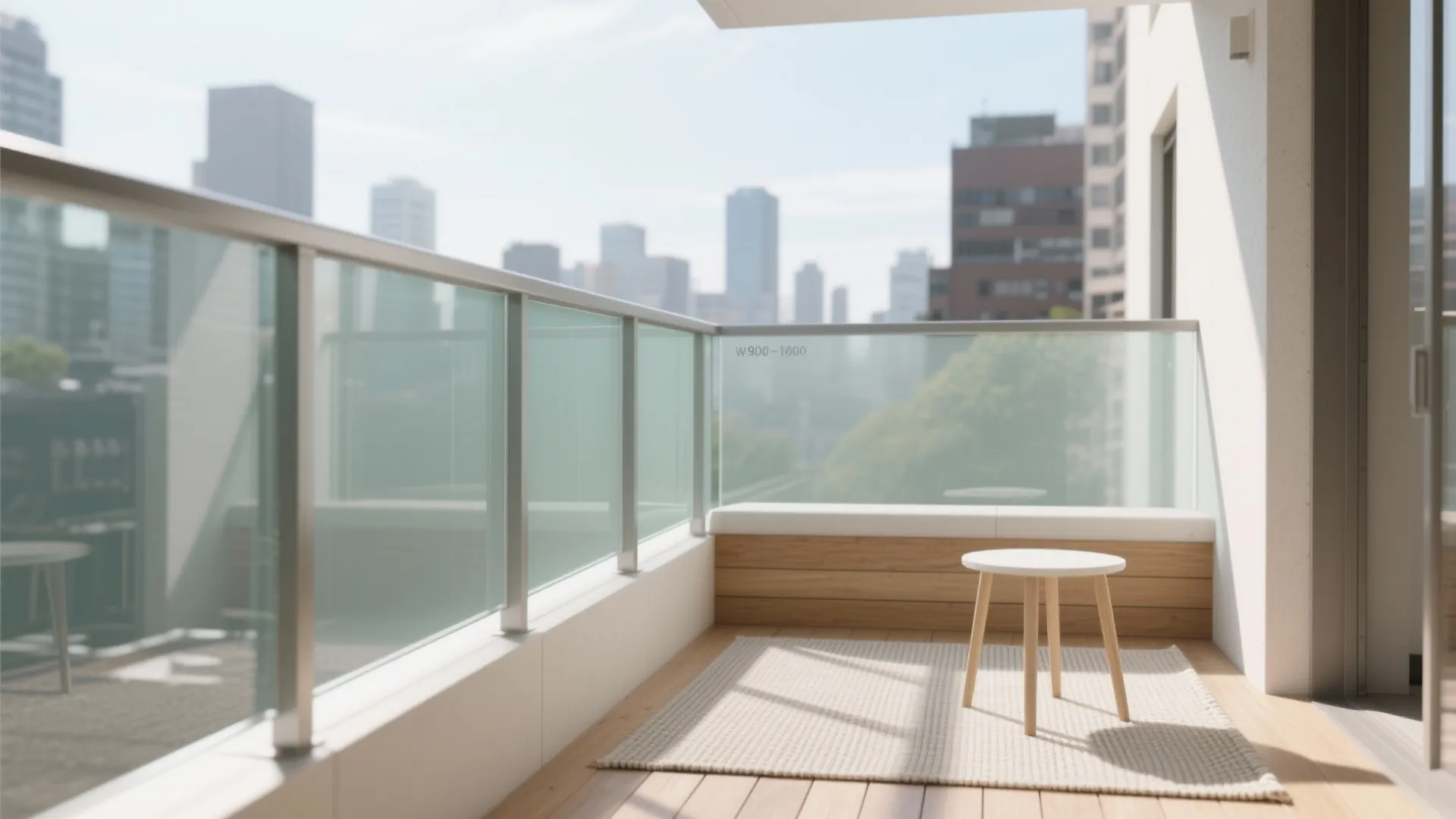 2) Glass balustrade + light palette: make it feel bigger