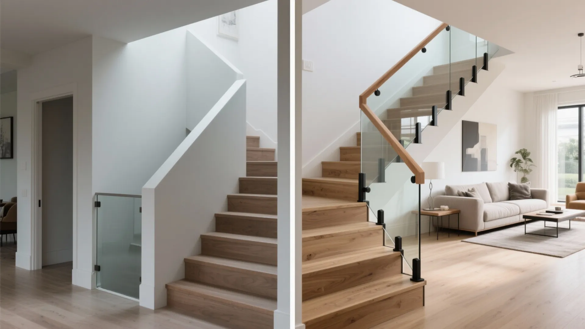 Glass and light: a brighter stair in the living room