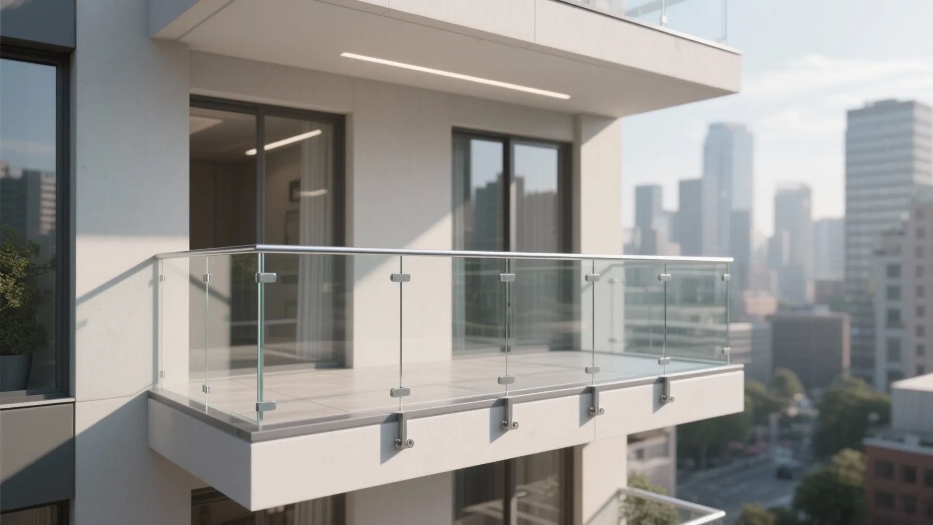 Glass balustrade clarity with edited slab edges