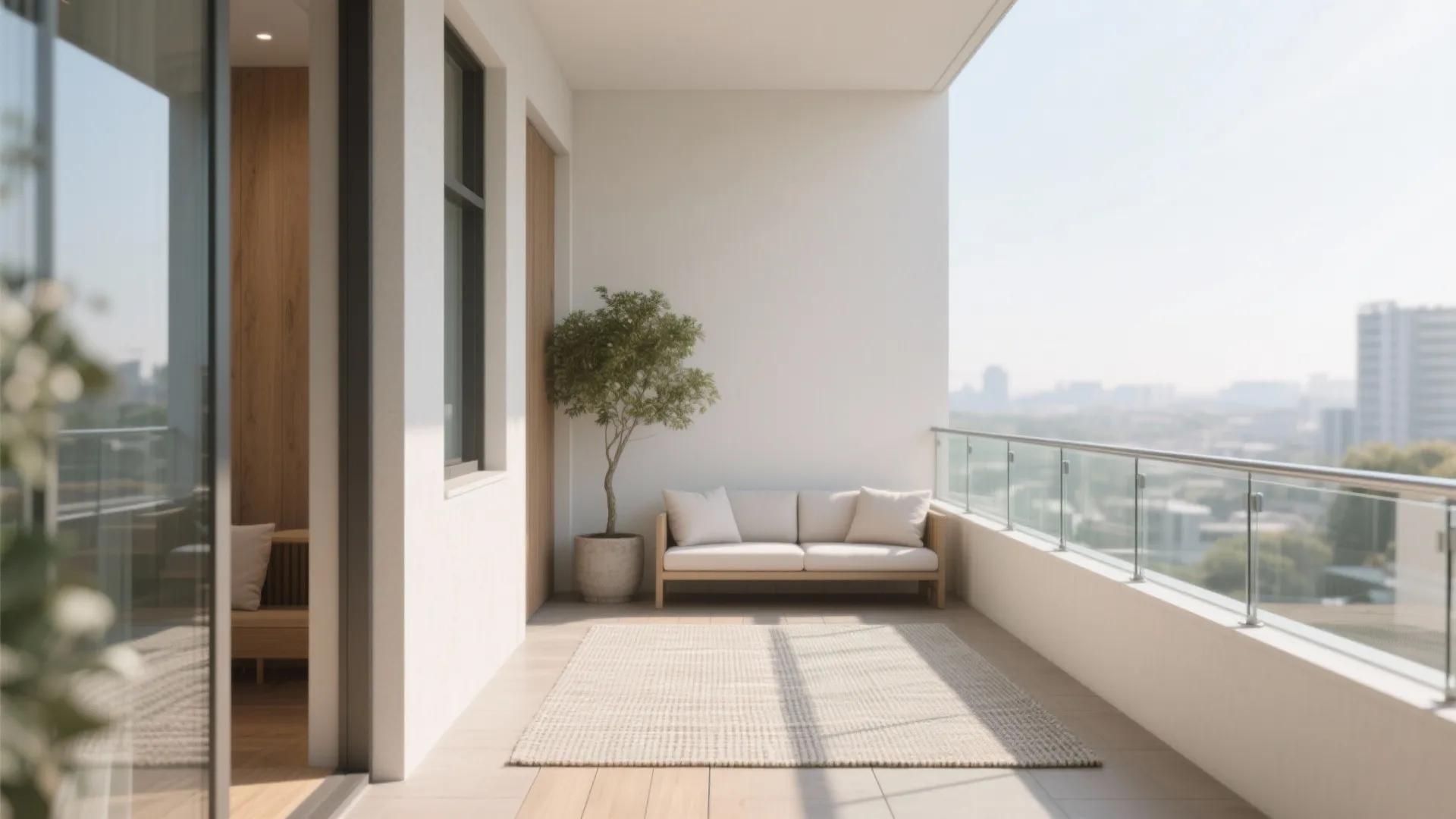 Clear sightlines with glass balustrades and reflective finishes