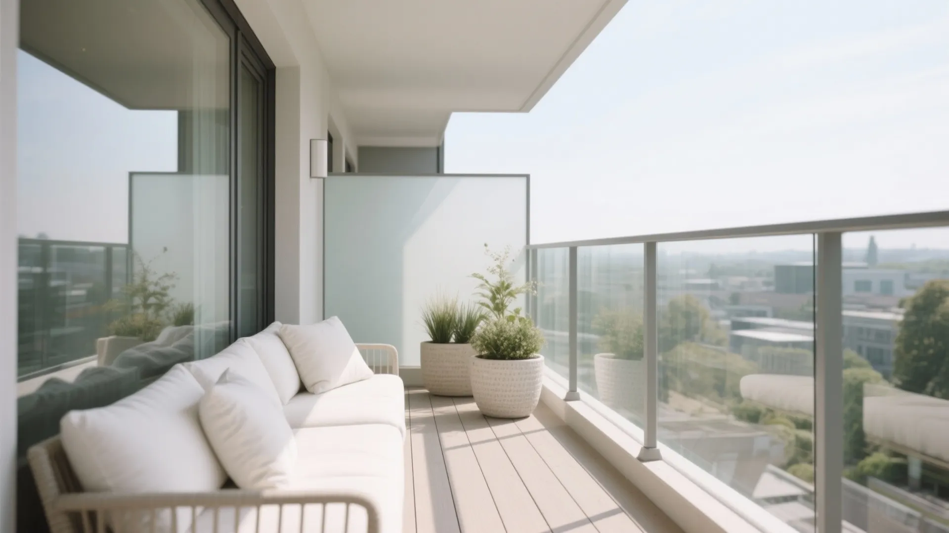 Glass balustrade and a light palette for an airy feel