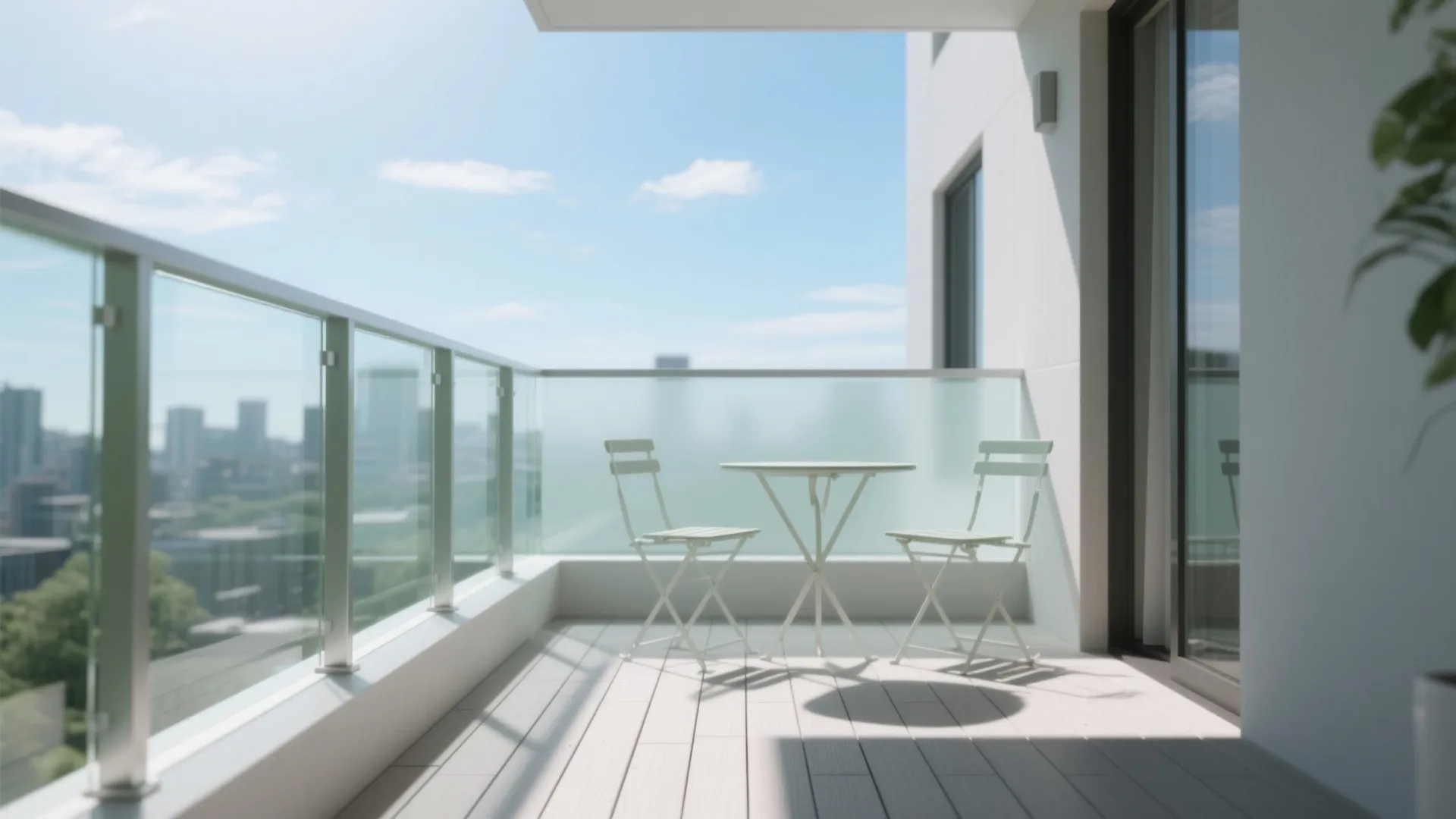 Glass balustrade and pale finishes to open the view