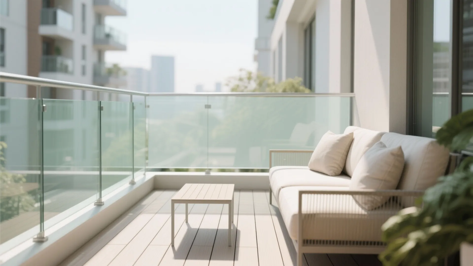 Light, bright materials and slim profiles (yes, glass)