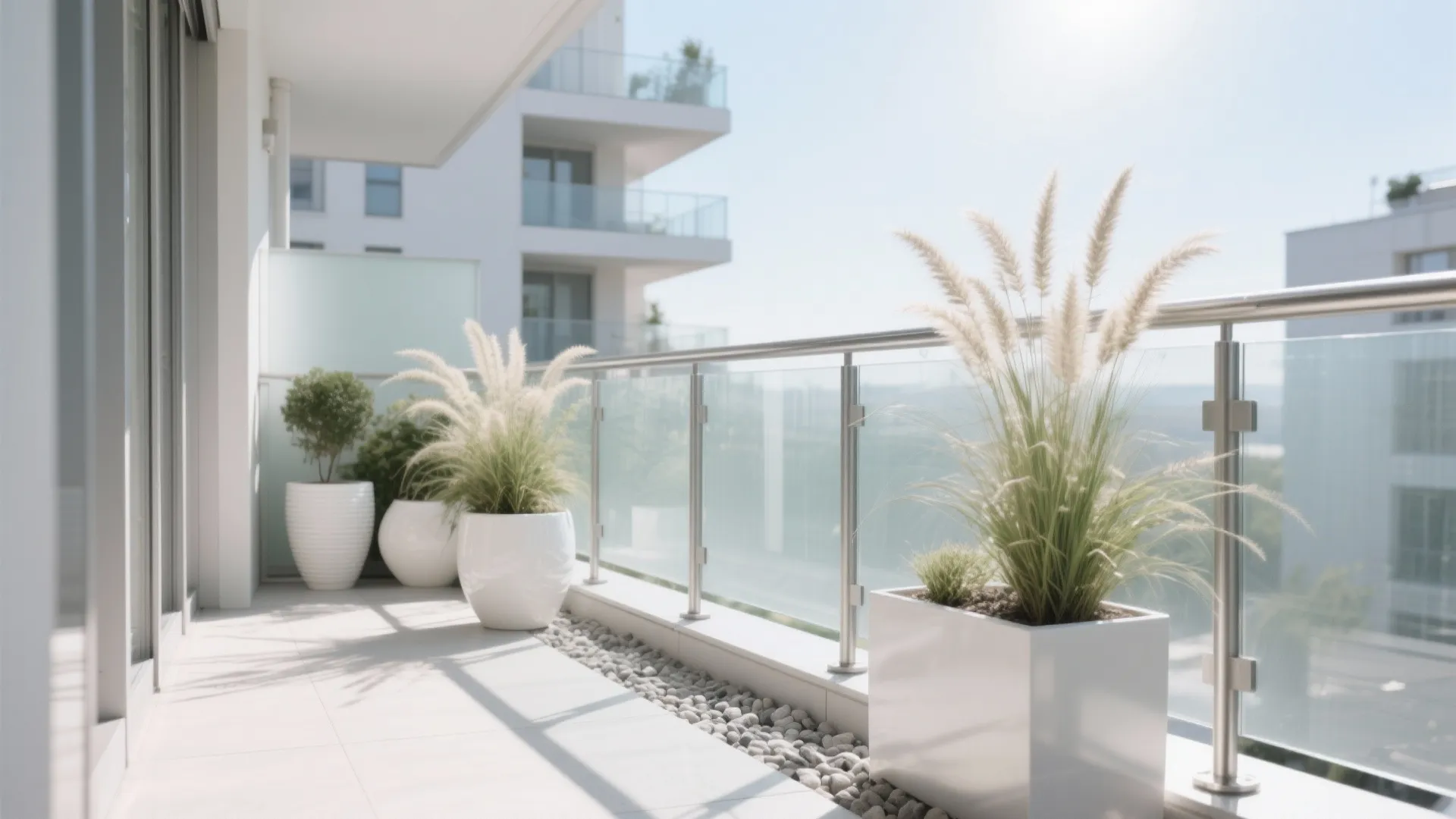 Light Materials and Glass Balustrade for Airiness