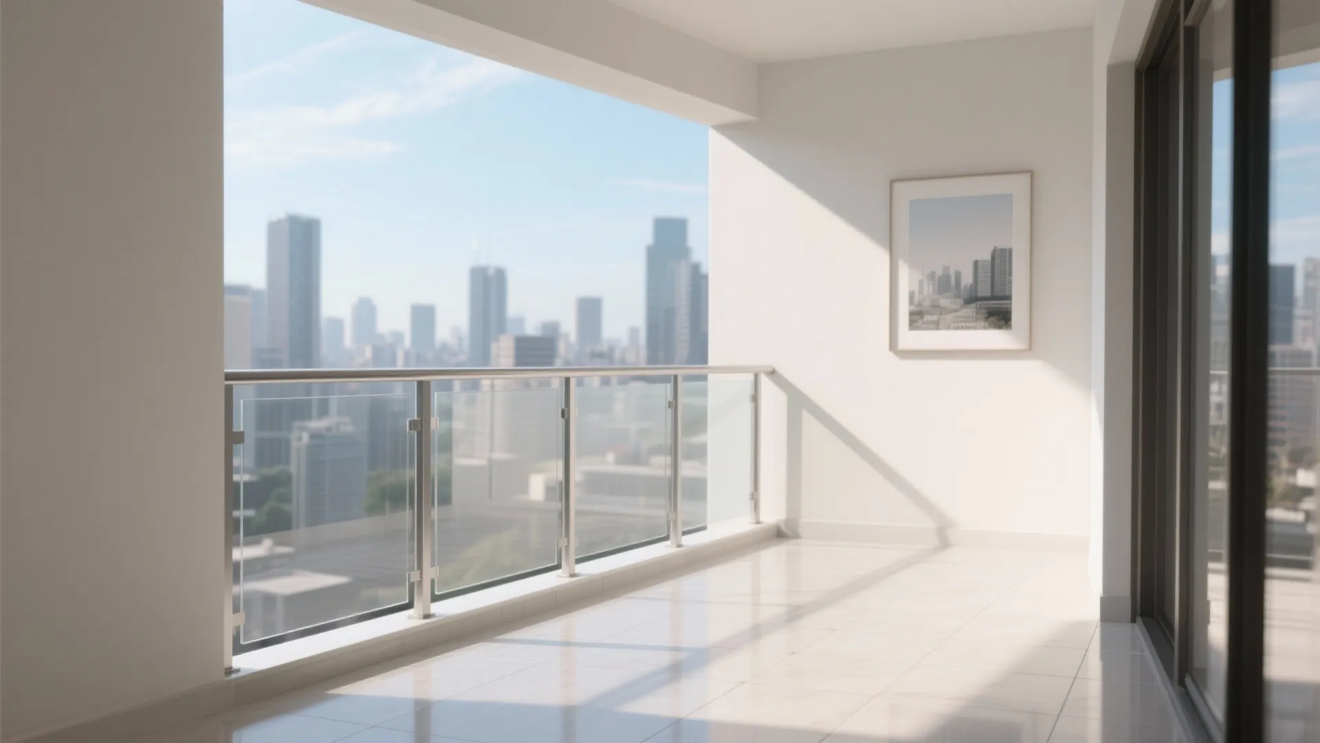 Clear balustrades and reflective finishes for an airy feel