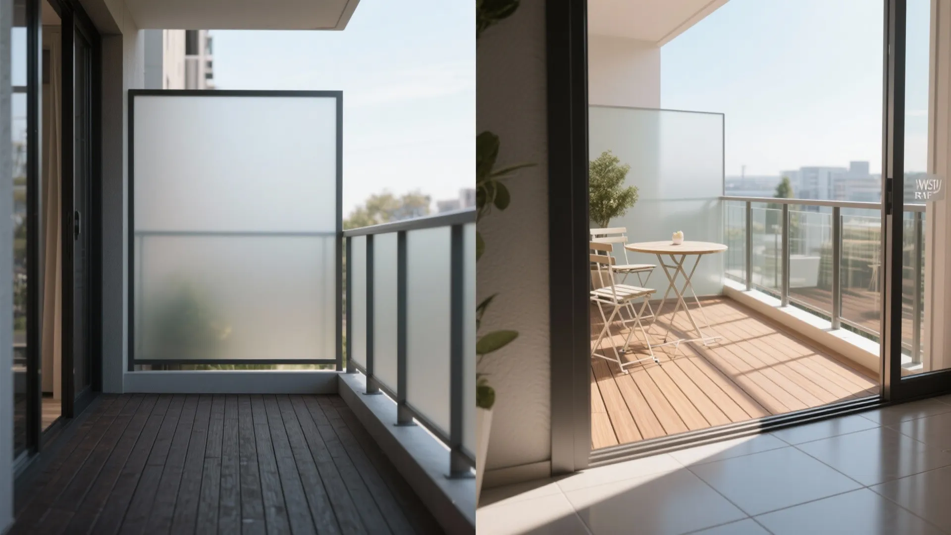 Glass balustrade and light-reflective surfaces