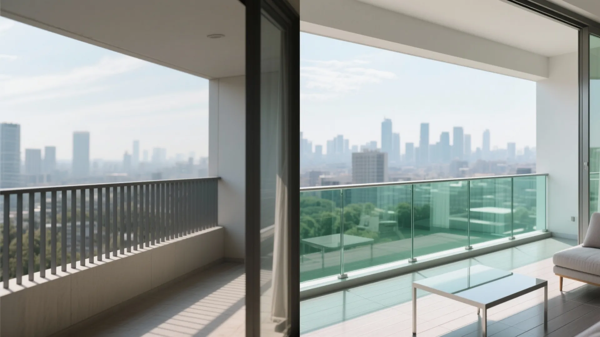 2) Glass balustrade and reflective finishes for light gain