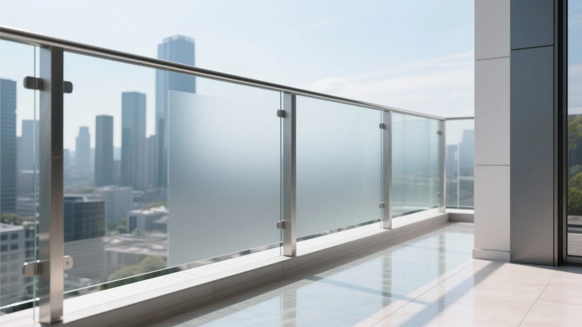 Glass balustrades with privacy films