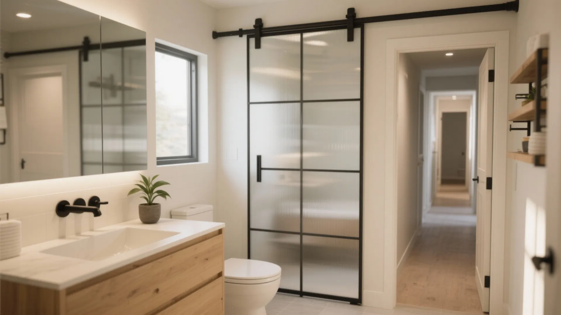 5 Glass Barn Door Ideas for Small Bathrooms