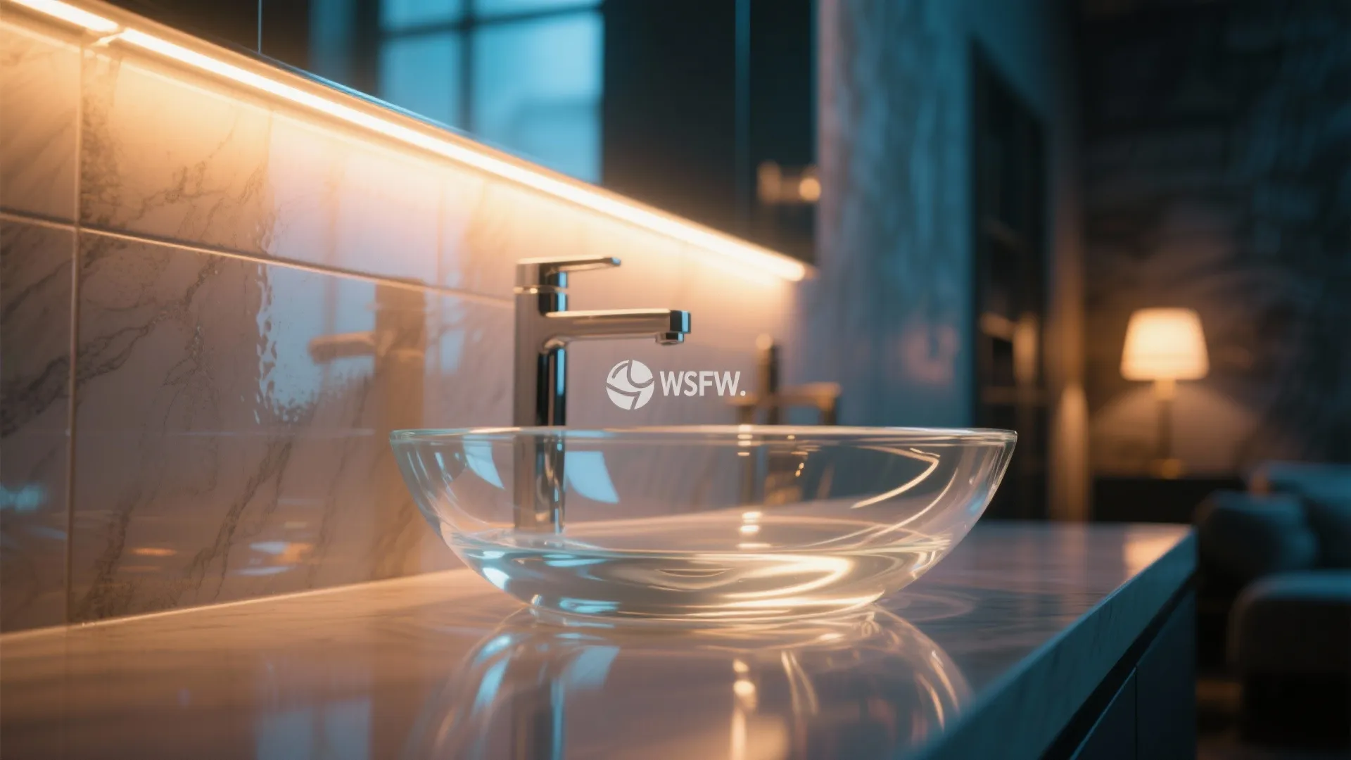 Glass Basin with Backlit Panel