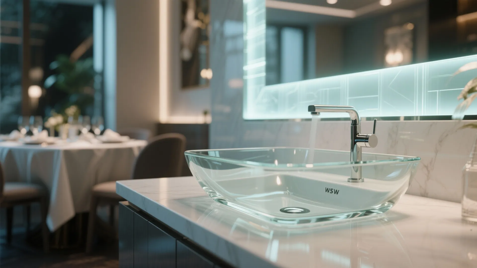 Glass Basin with Backlit Panel