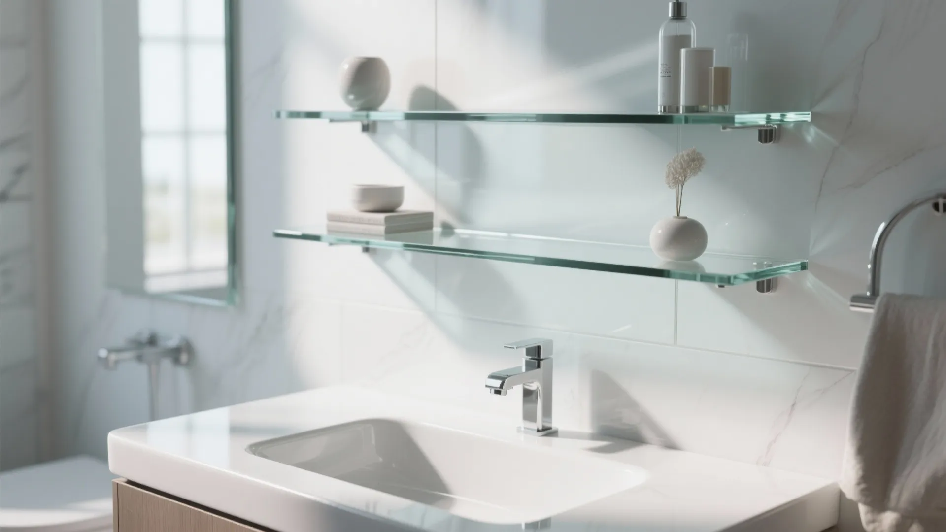 Glass Shelving for an Airy Look