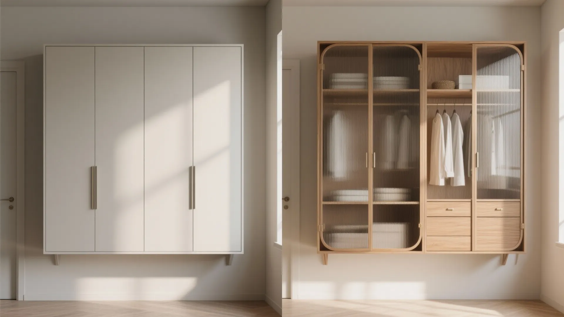 Glass-Front Almirah to Lighten Visual Weight