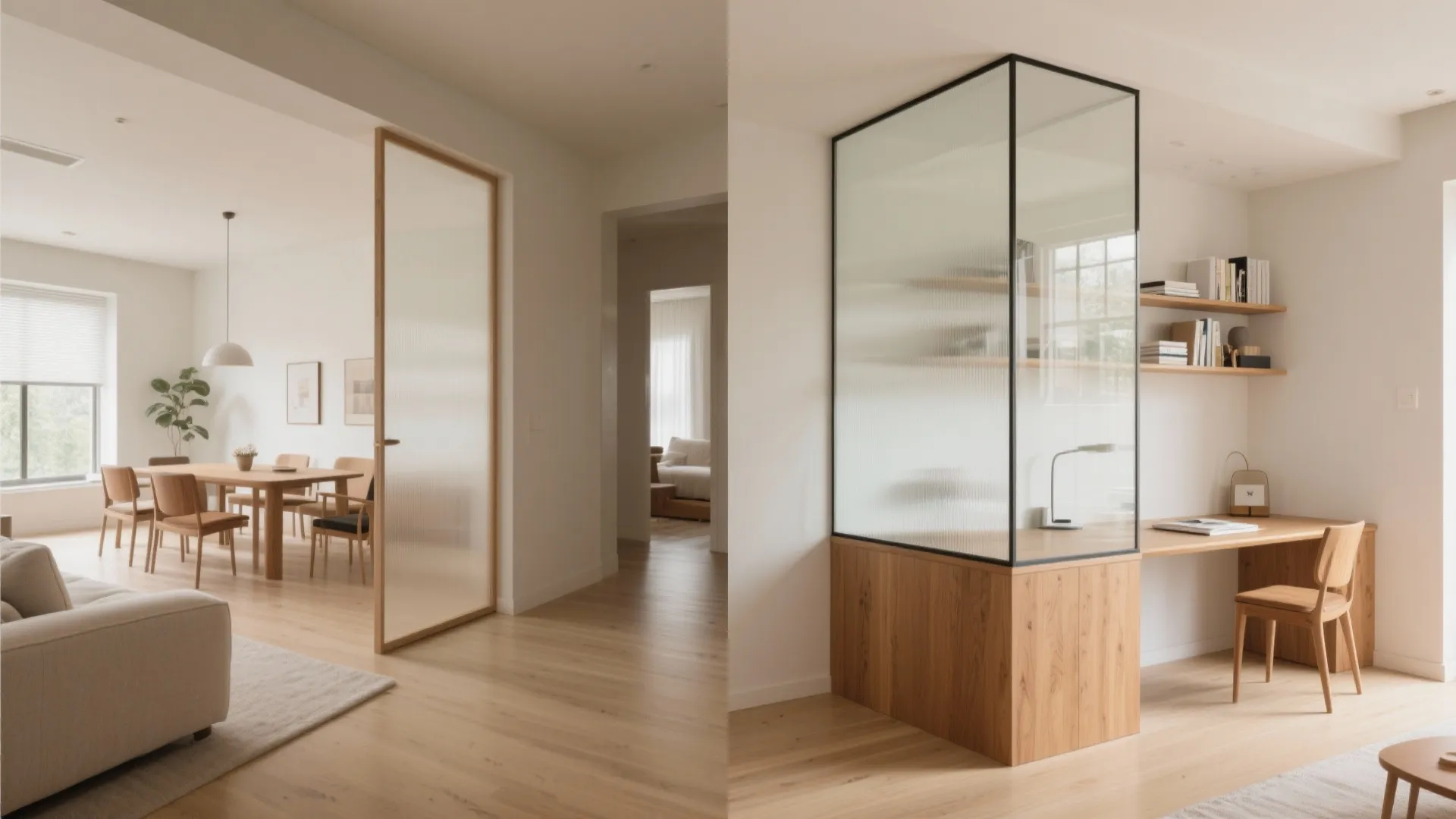Glass partition to carve a quiet nook without losing light