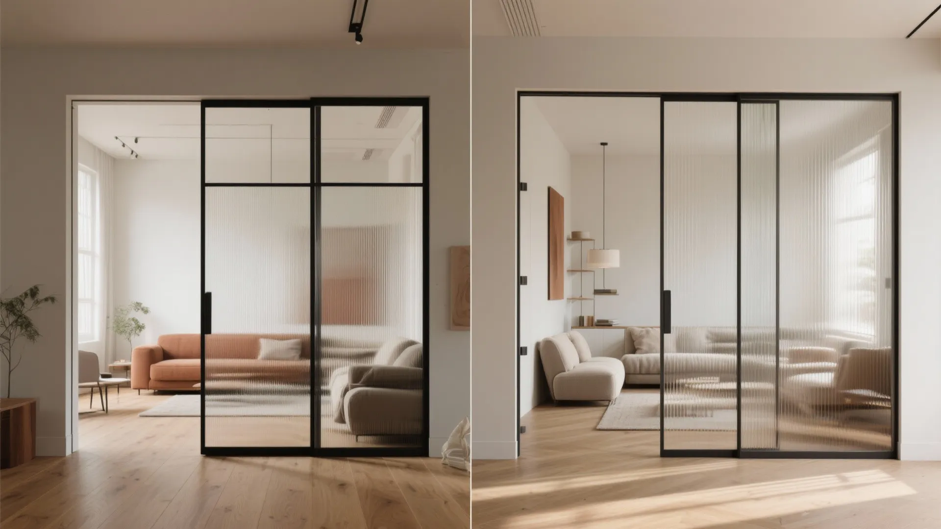 Slim-Framed Glass Partition for Flexible Openness