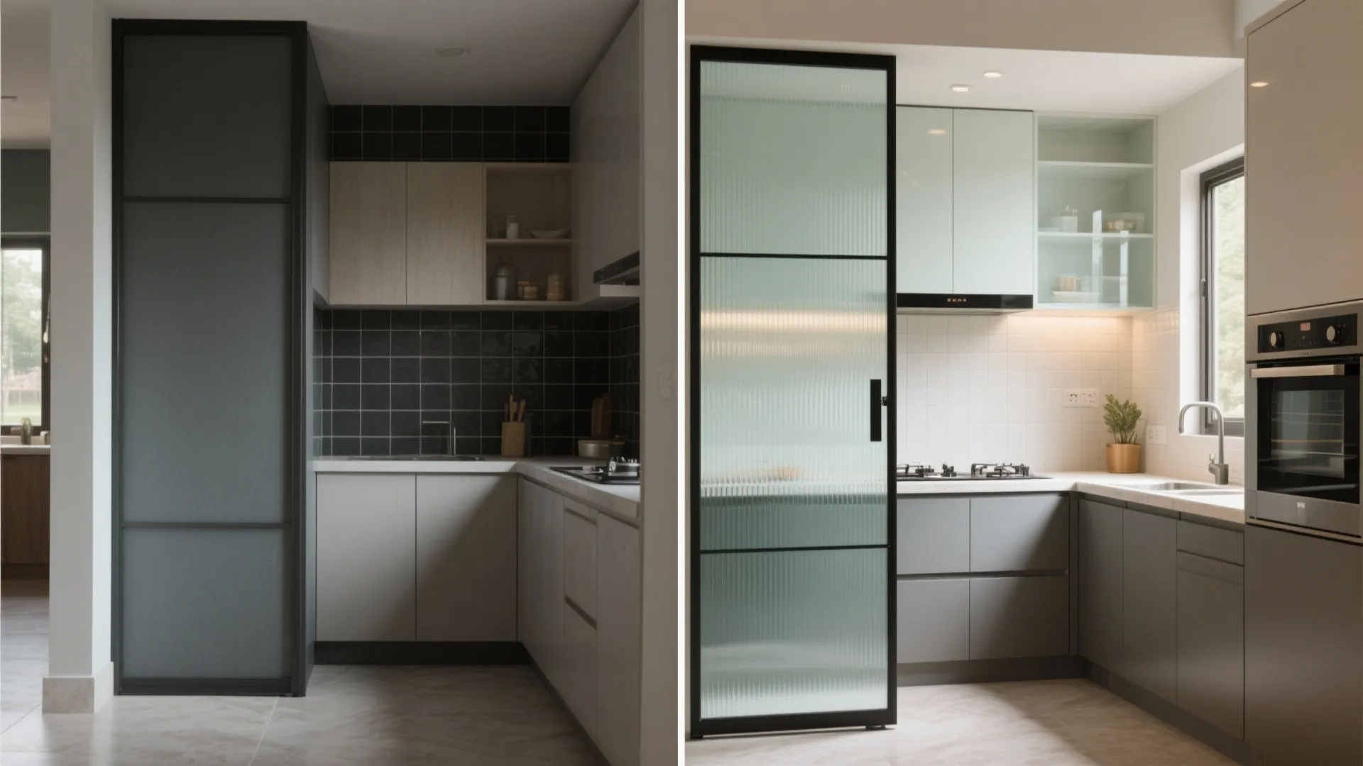 Glass backsplash and light-friendly partitions