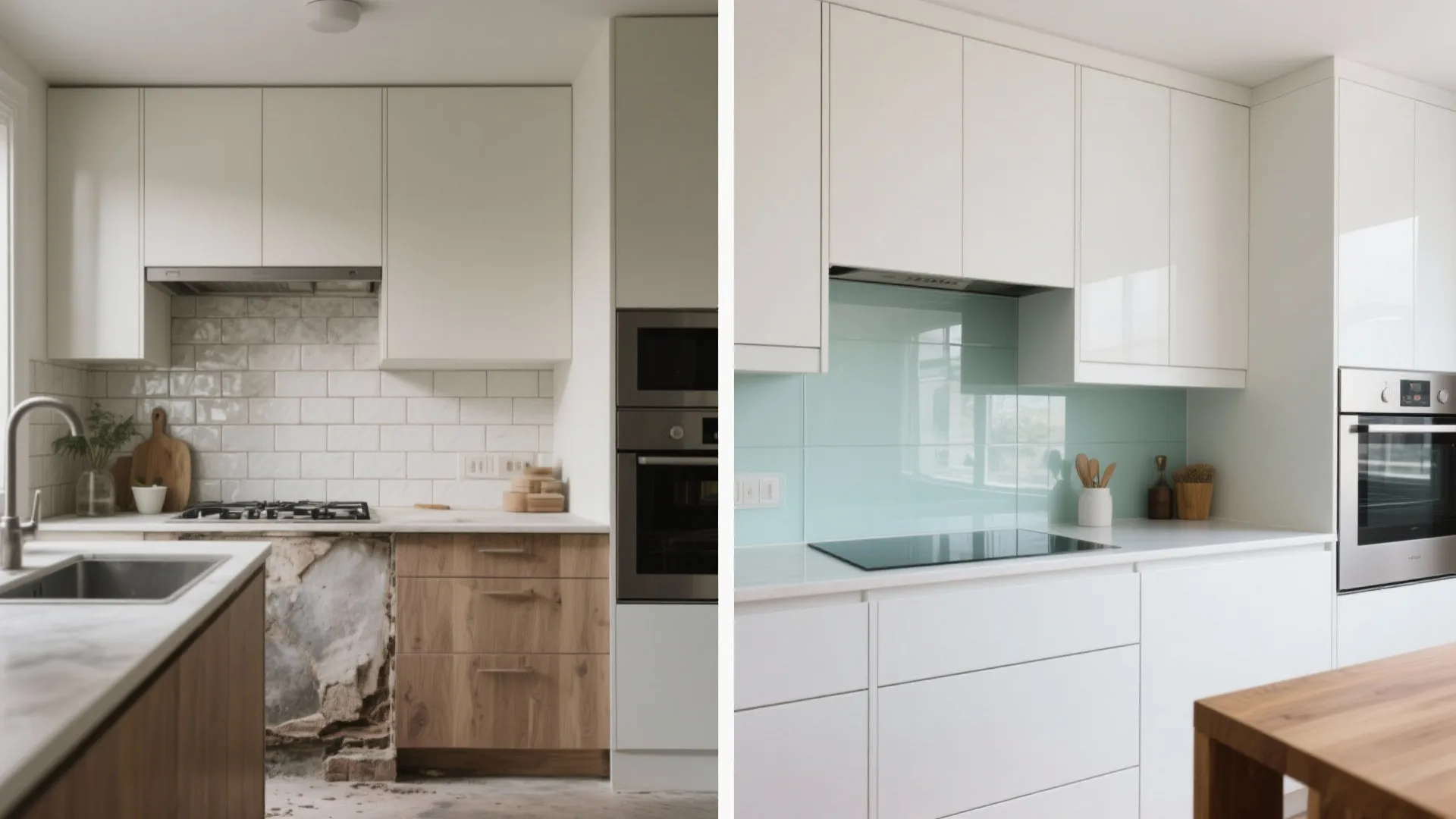 Glass Backsplash for Airy Feel