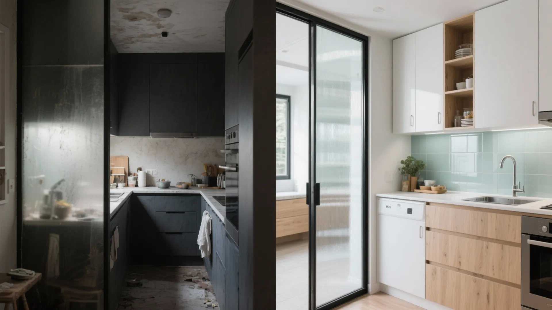 Glass accents for openness: backsplash, partitions, and doors