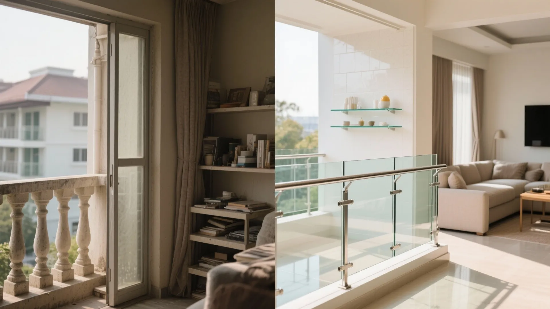 Glass balustrade and backsplash for breezy transparency