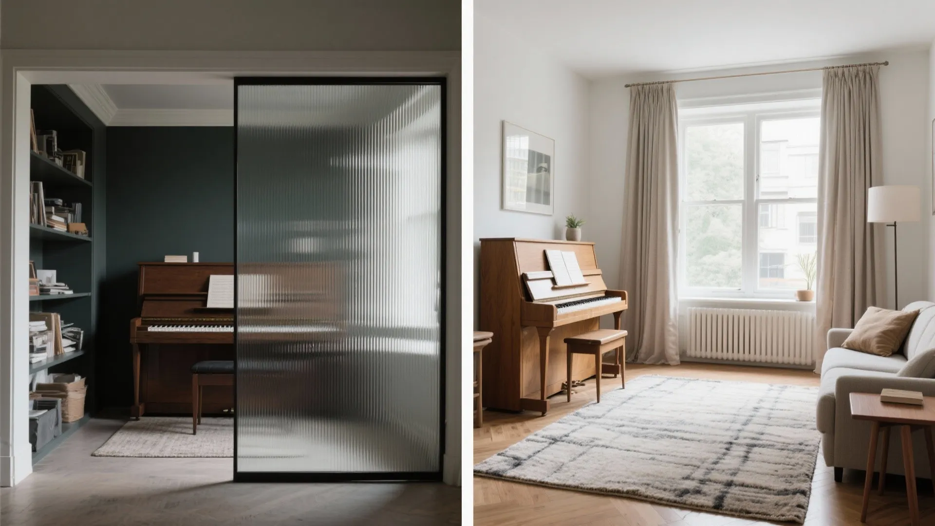 2) Glass elements for light and sound balance