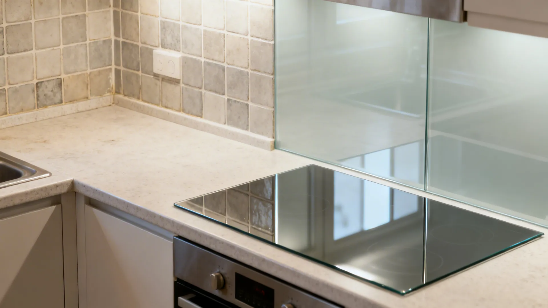 Glass Backsplash Panels for Airy Light